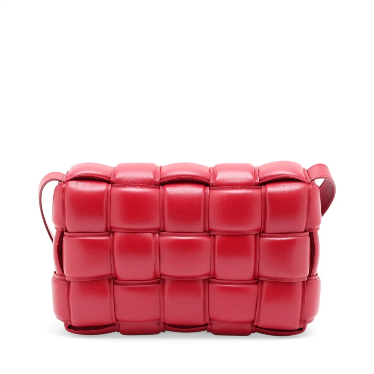 Maxi Intrecciato Padded Cassette Leather Shoulder Bag, Red — view 2