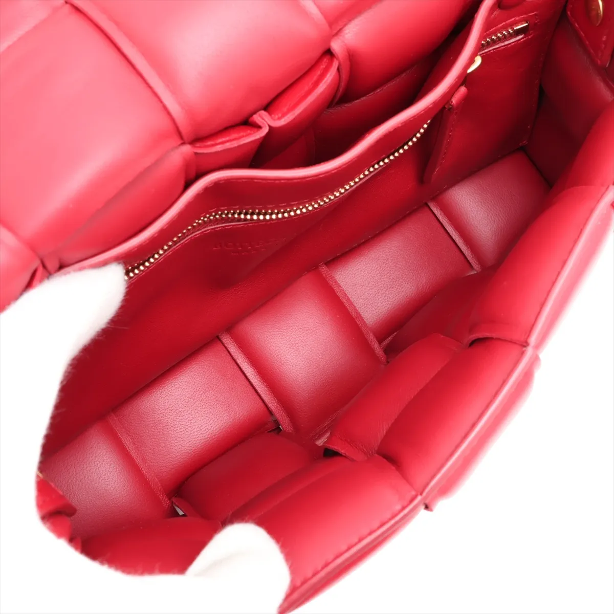 Maxi Intrecciato Padded Cassette Leather Shoulder Bag, Red — view 6