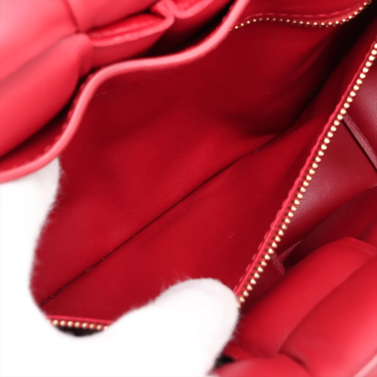 Maxi Intrecciato Padded Cassette Leather Shoulder Bag, Red — view 7