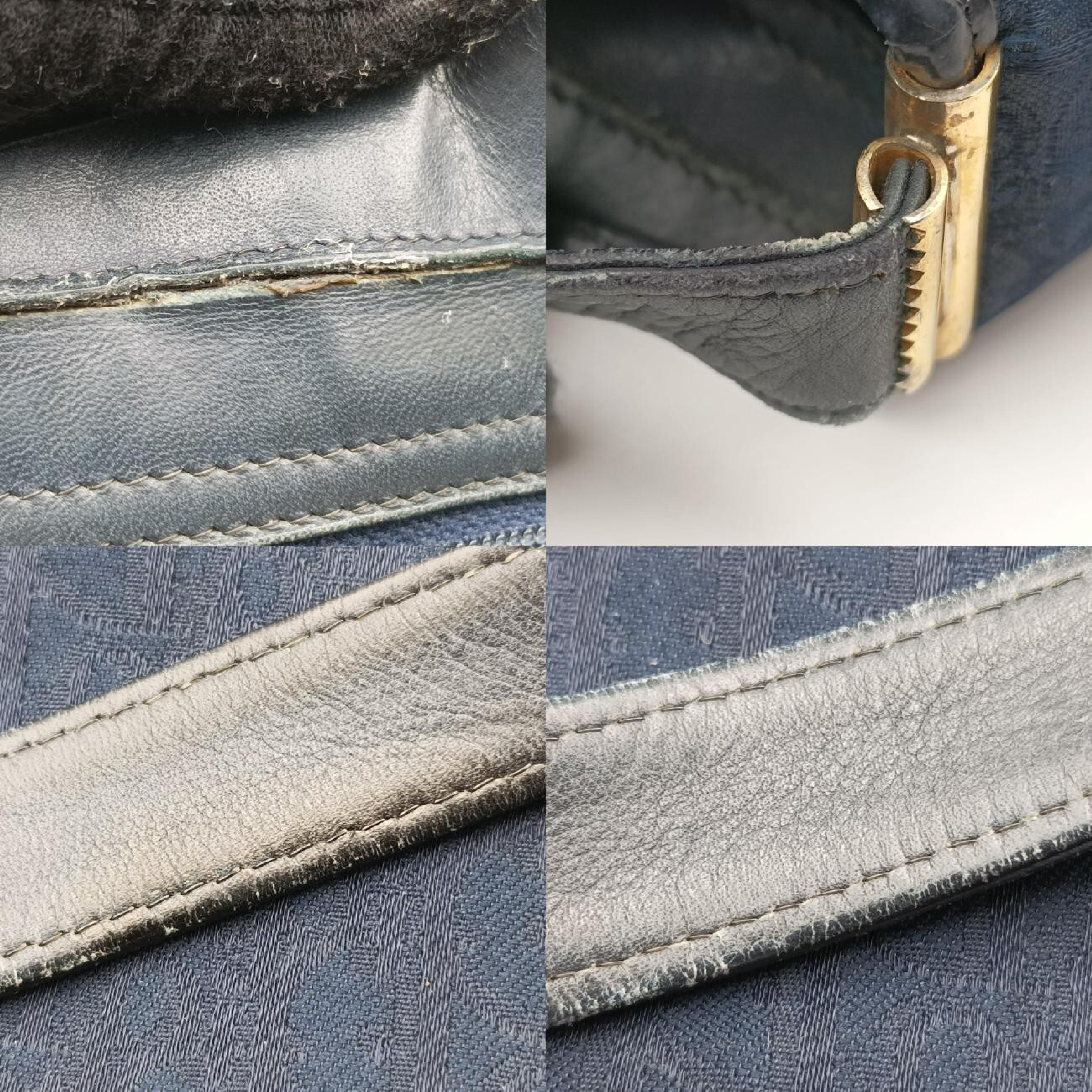 Trotter Navy Jacquard Canvas x Leather Shoulder Bag — view 9