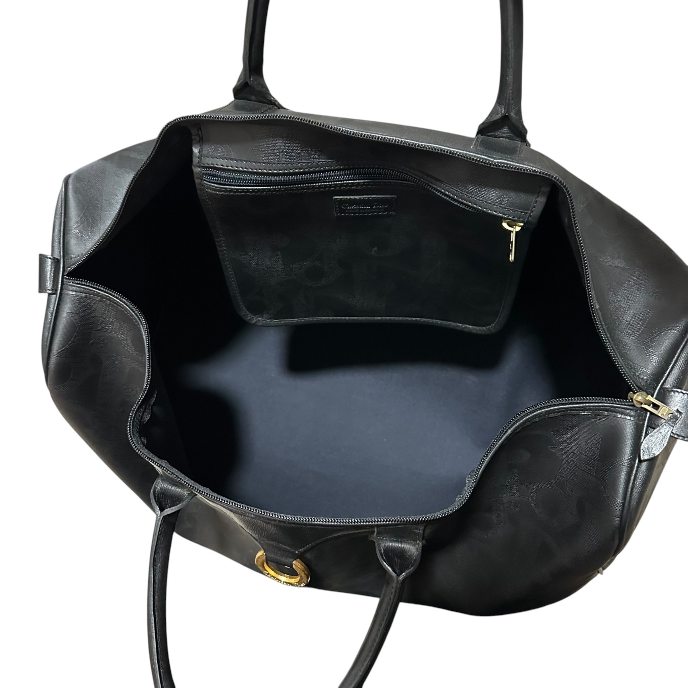 Trotter Polochon Boston Bag, Black & Gold — view 11