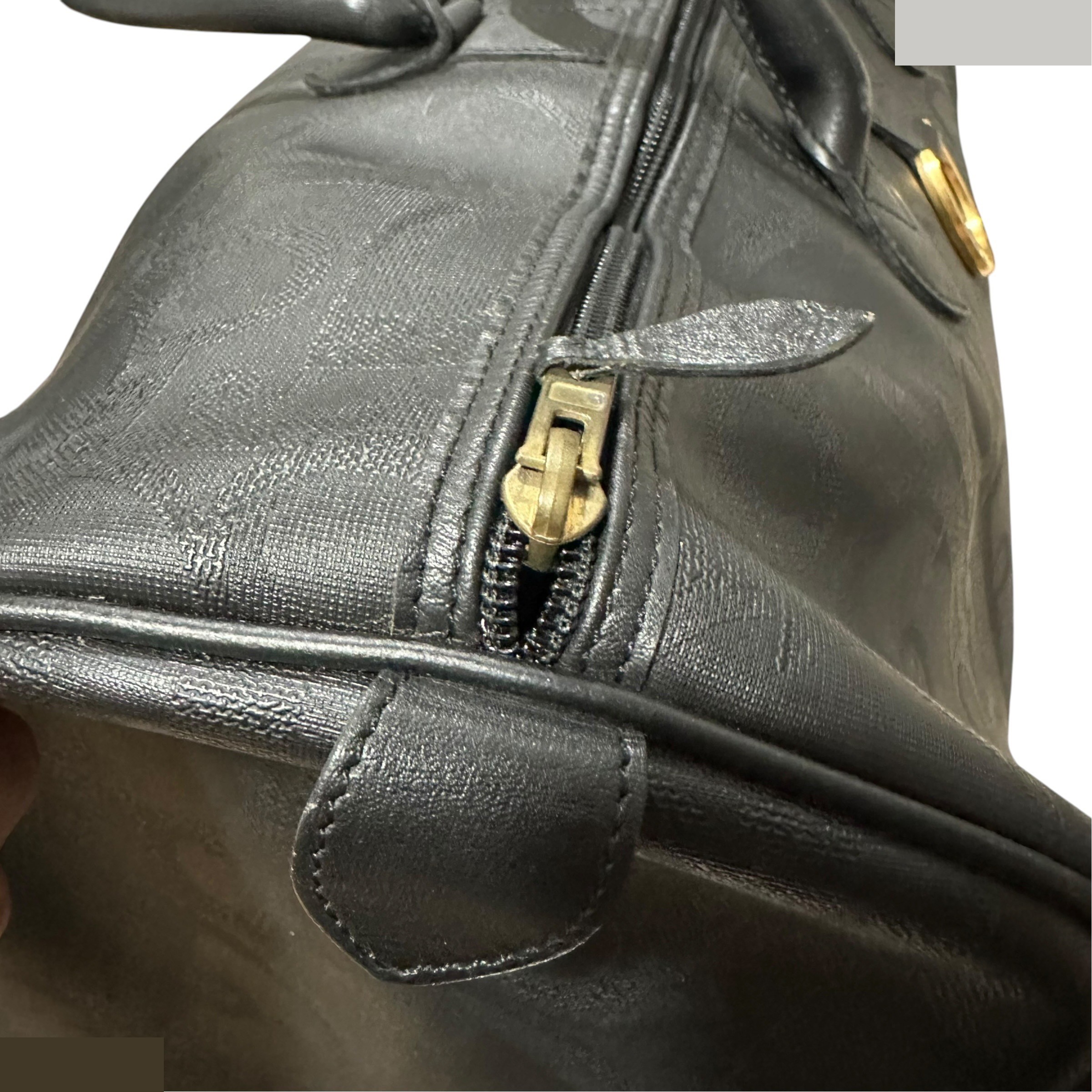 Trotter Polochon Boston Bag, Black & Gold — view 10