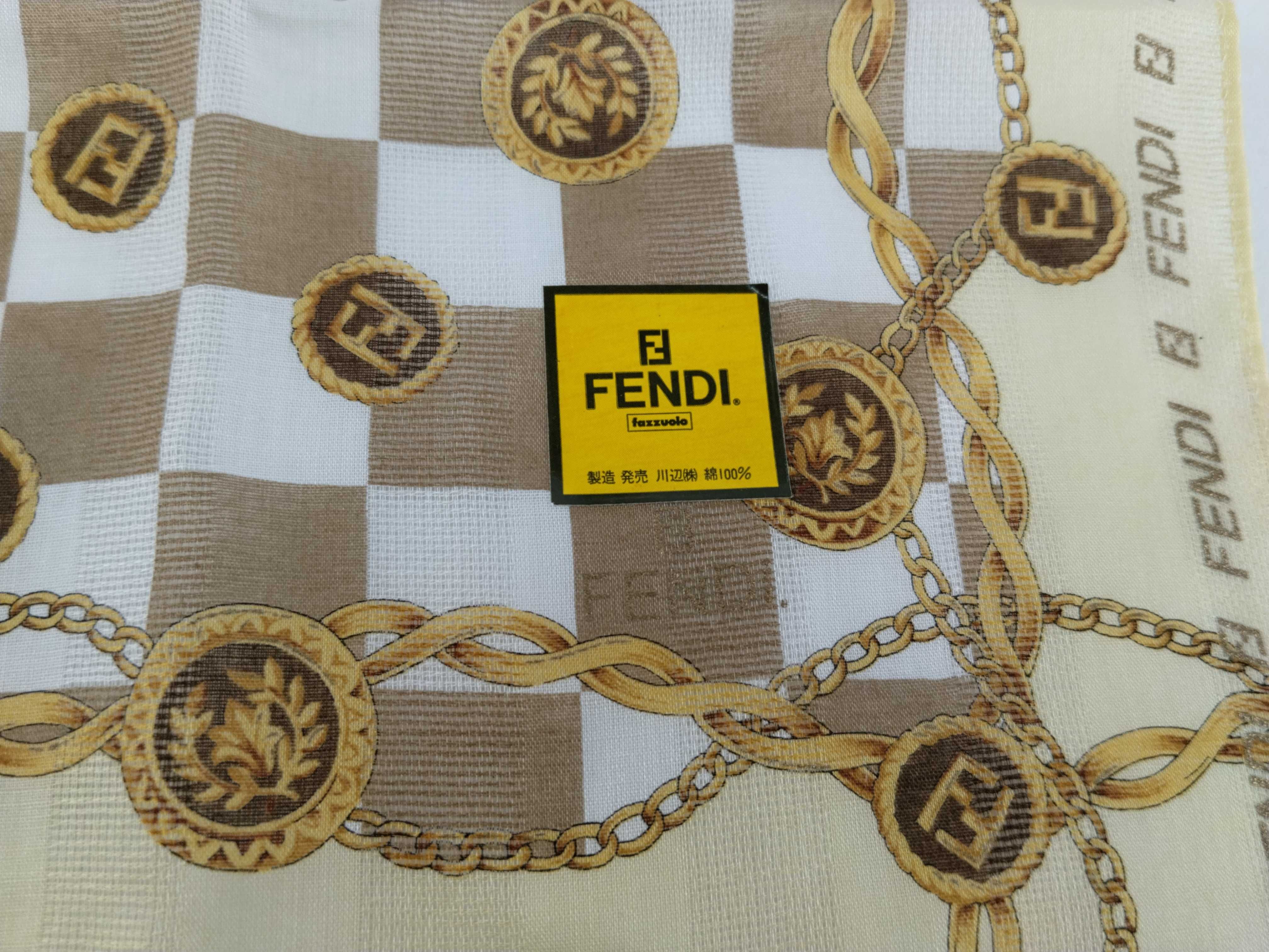 handkerchief scarf with sticker, FF Zucca big logo, chain, and other accessories. — view 3