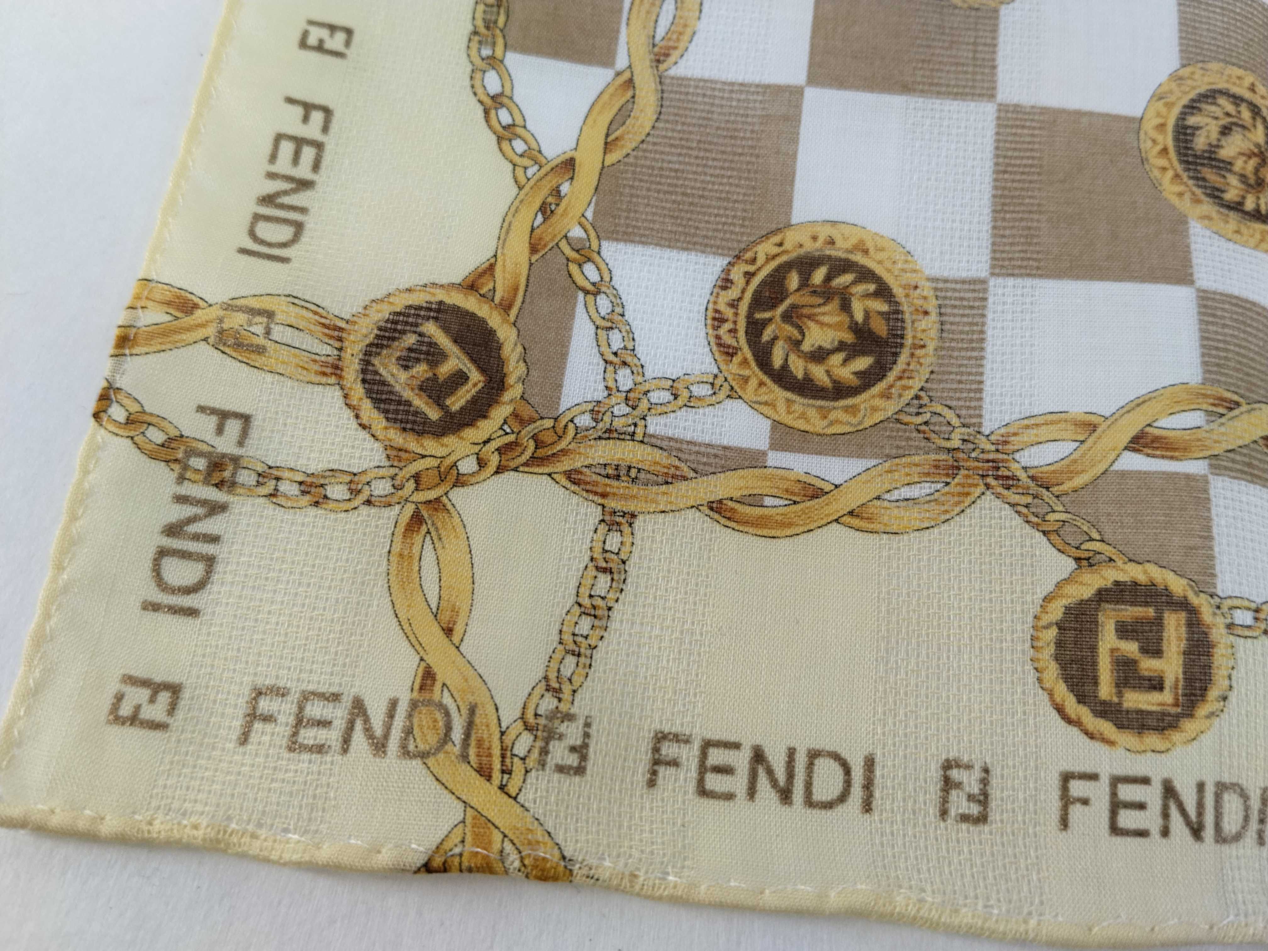 handkerchief scarf with sticker, FF Zucca big logo, chain, and other accessories. — view 4