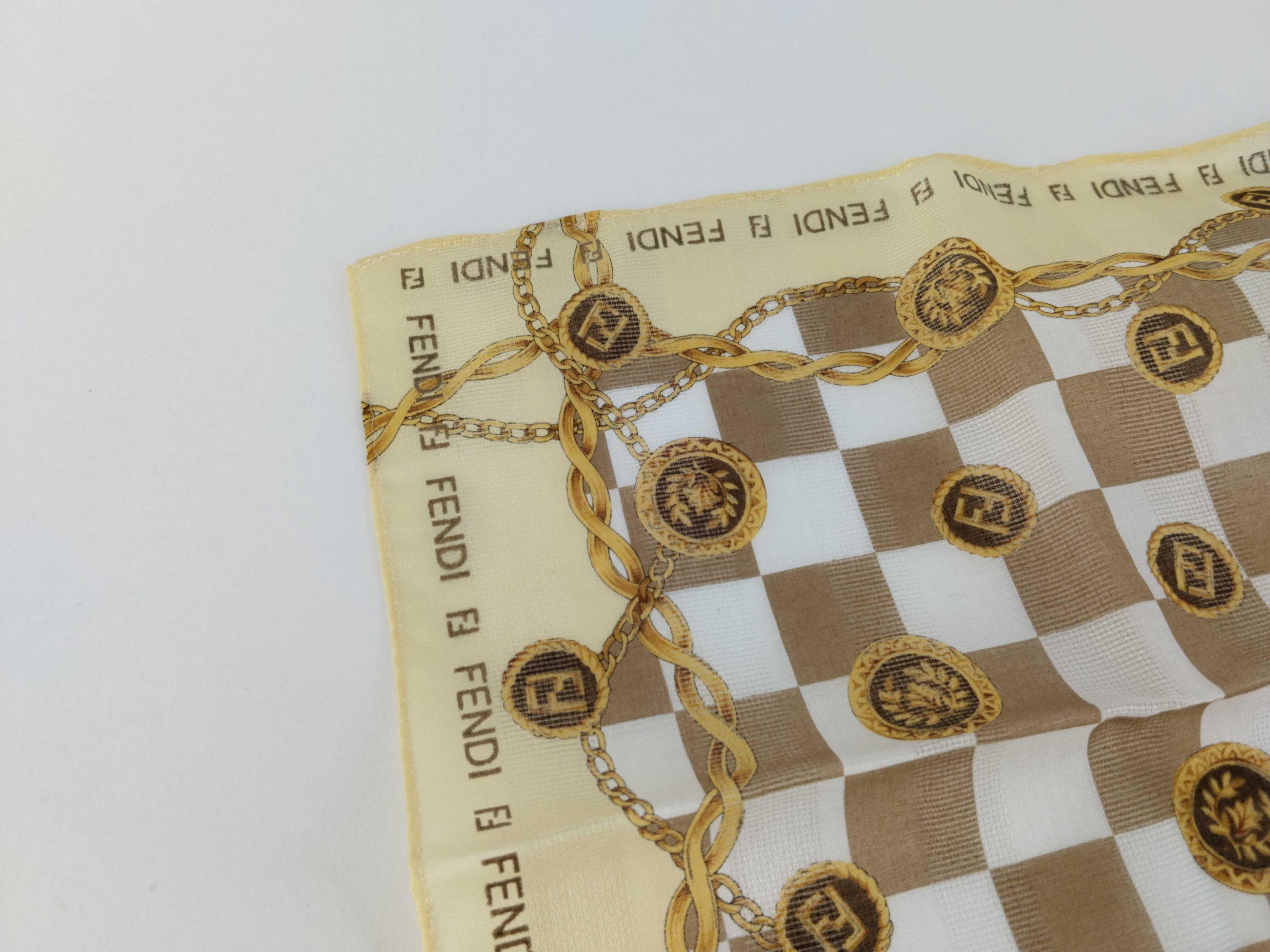 handkerchief scarf with sticker, FF Zucca big logo, chain, and other accessories. — view 5