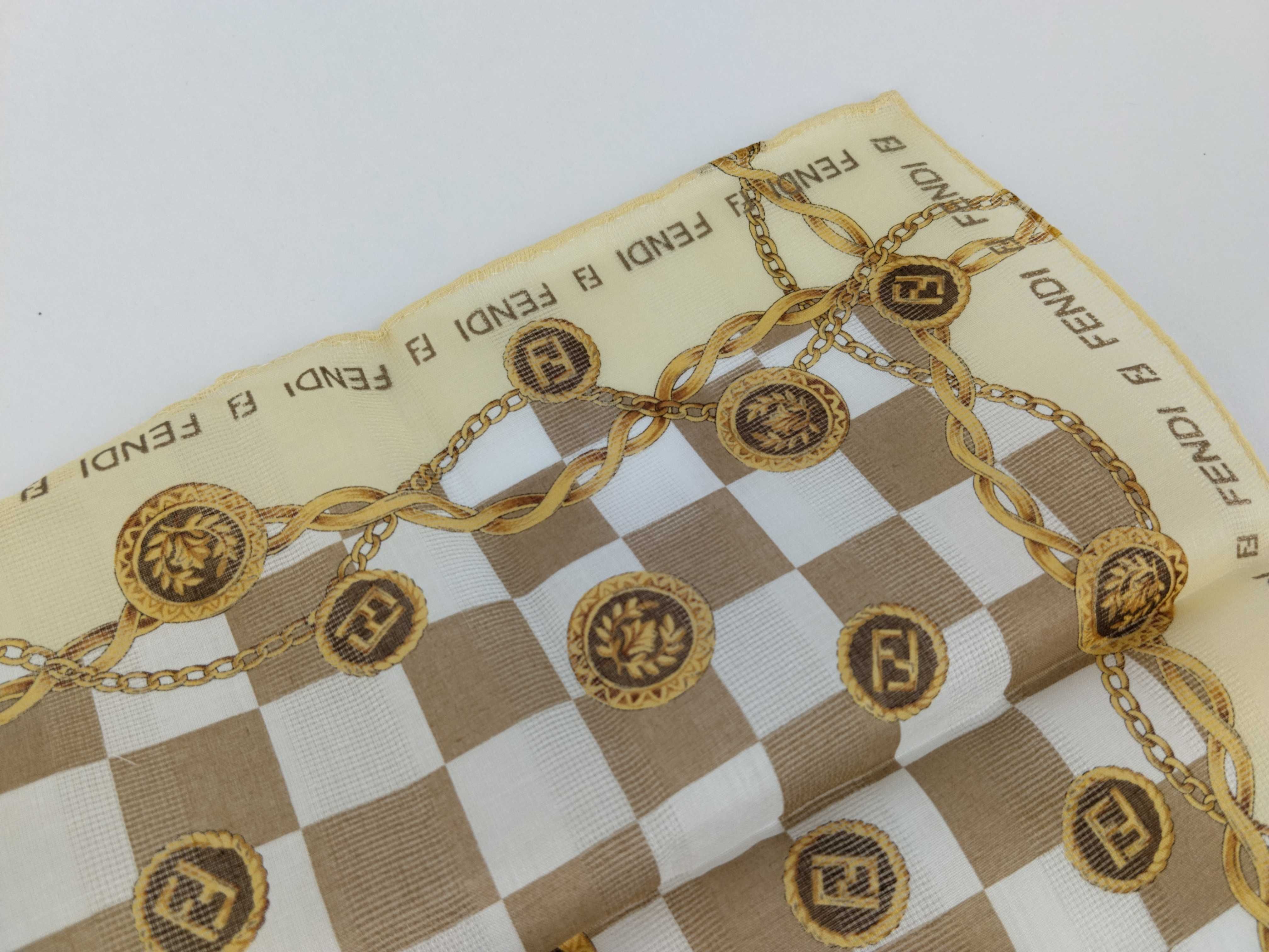 handkerchief scarf with sticker, FF Zucca big logo, chain, and other accessories. — view 8