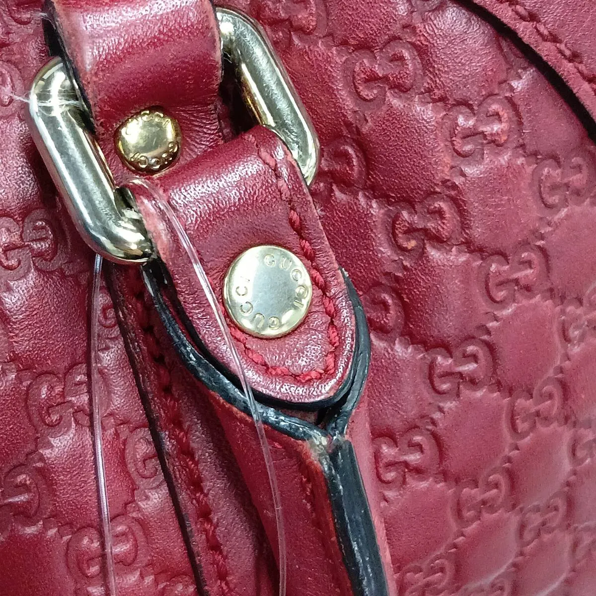 Microguccissima 449654 Leather 2-Way Handbag Red Outlet — view 11