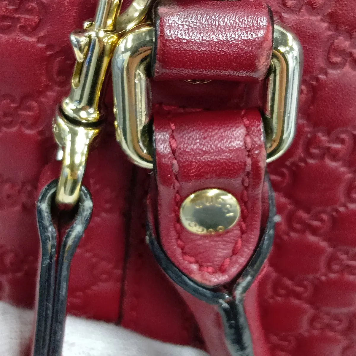 Microguccissima 449654 Leather 2-Way Handbag Red Outlet — view 12