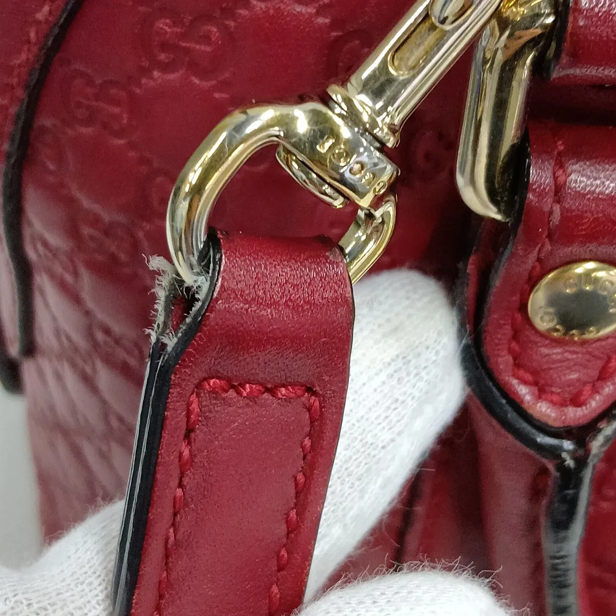 Microguccissima 449654 Leather 2-Way Handbag Red Outlet — view 13