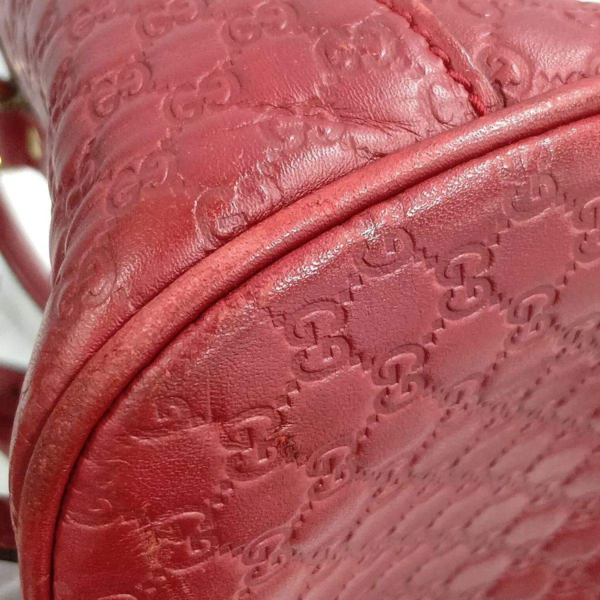 Microguccissima 449654 Leather 2-Way Handbag Red Outlet — view 15