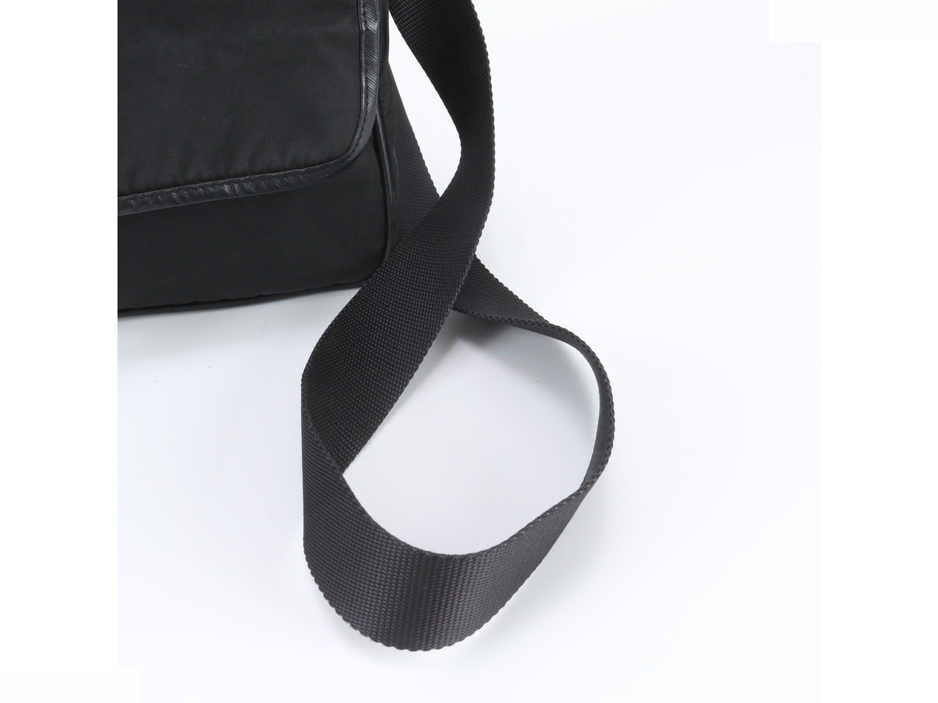 Tessuto Nylon Triangle Logo Leather Shoulder Bag — view 2
