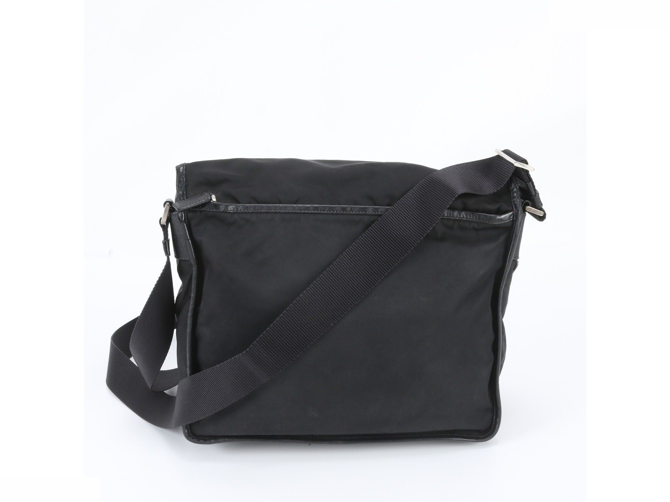 Tessuto Nylon Triangle Logo Leather Shoulder Bag — view 3