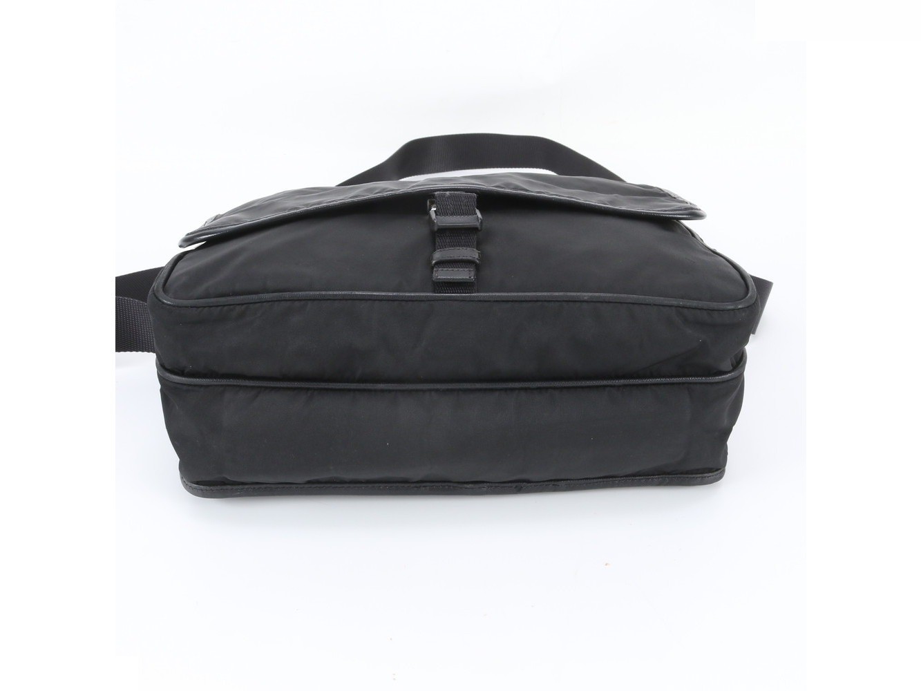 Tessuto Nylon Triangle Logo Leather Shoulder Bag — view 6