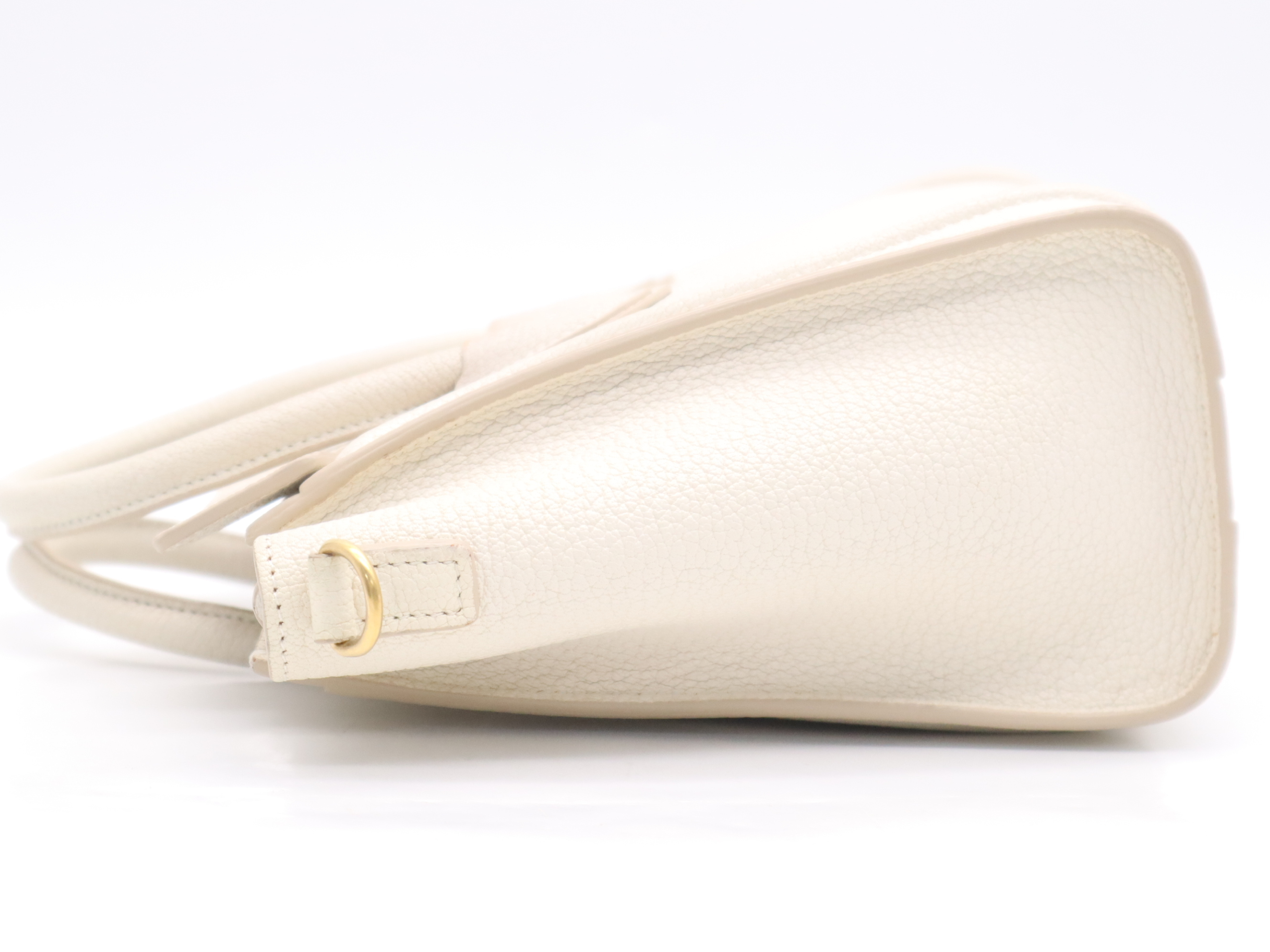 Leather Luggage Nano Handbag, White, Gold Hardware, with Shoulder Strap — view 3