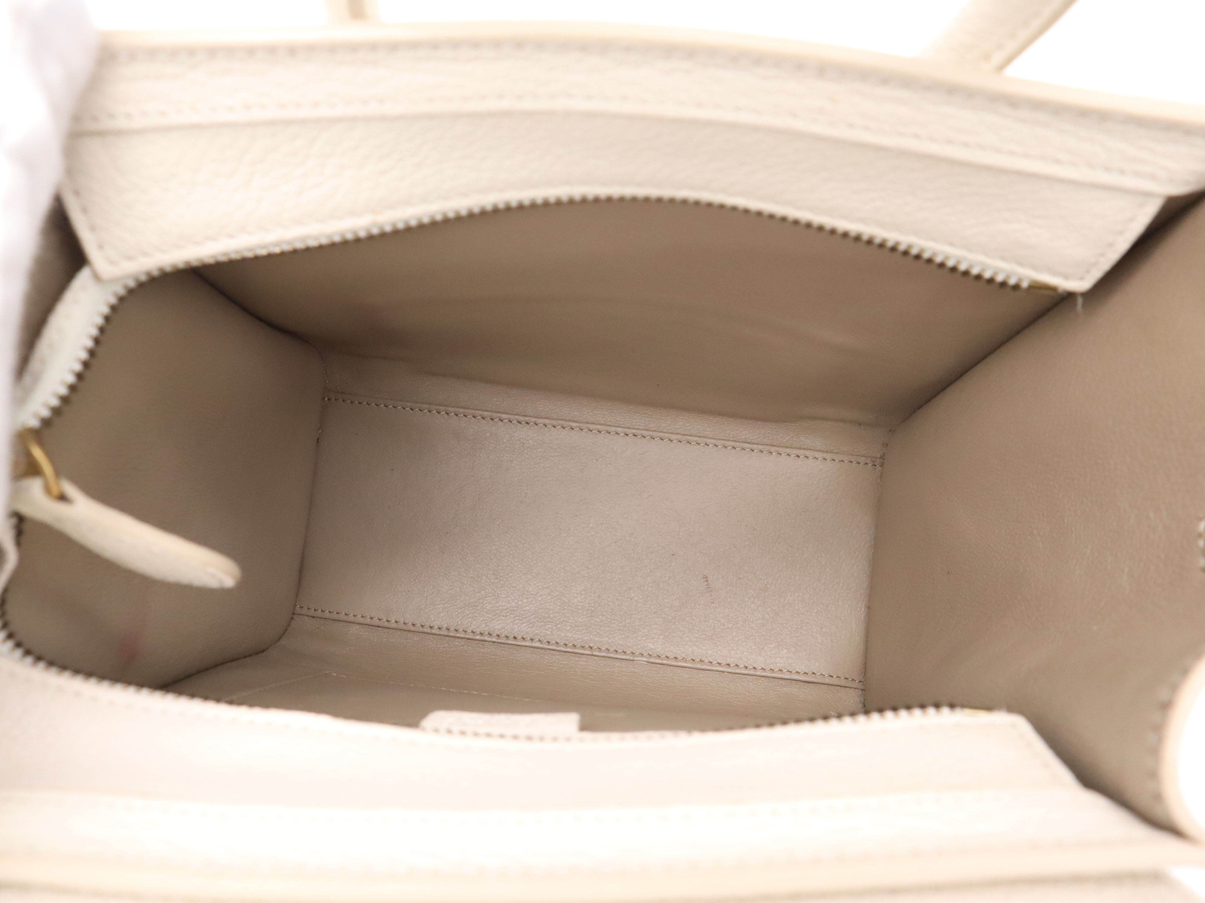 Leather Luggage Nano Handbag, White, Gold Hardware, with Shoulder Strap — view 10