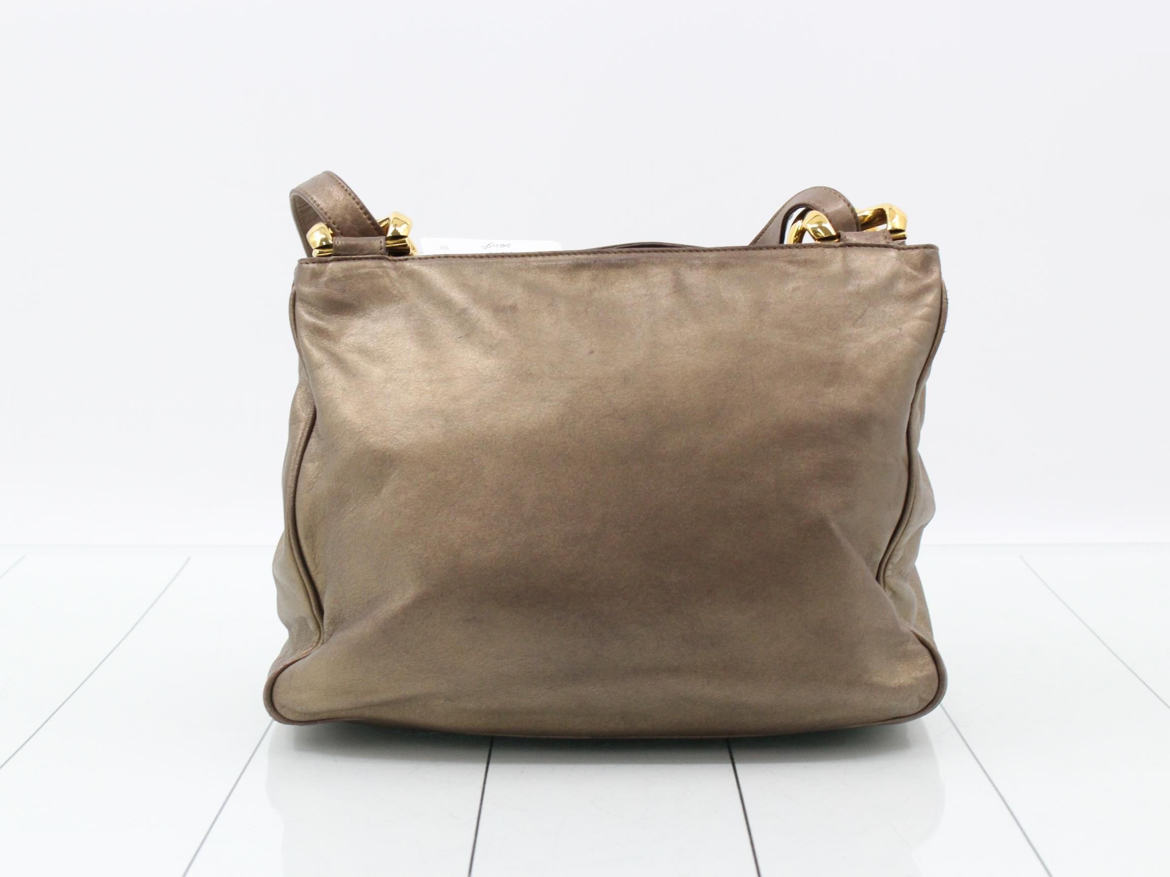 Anagram Shoulder Bag, Leather, Bronze — view 2