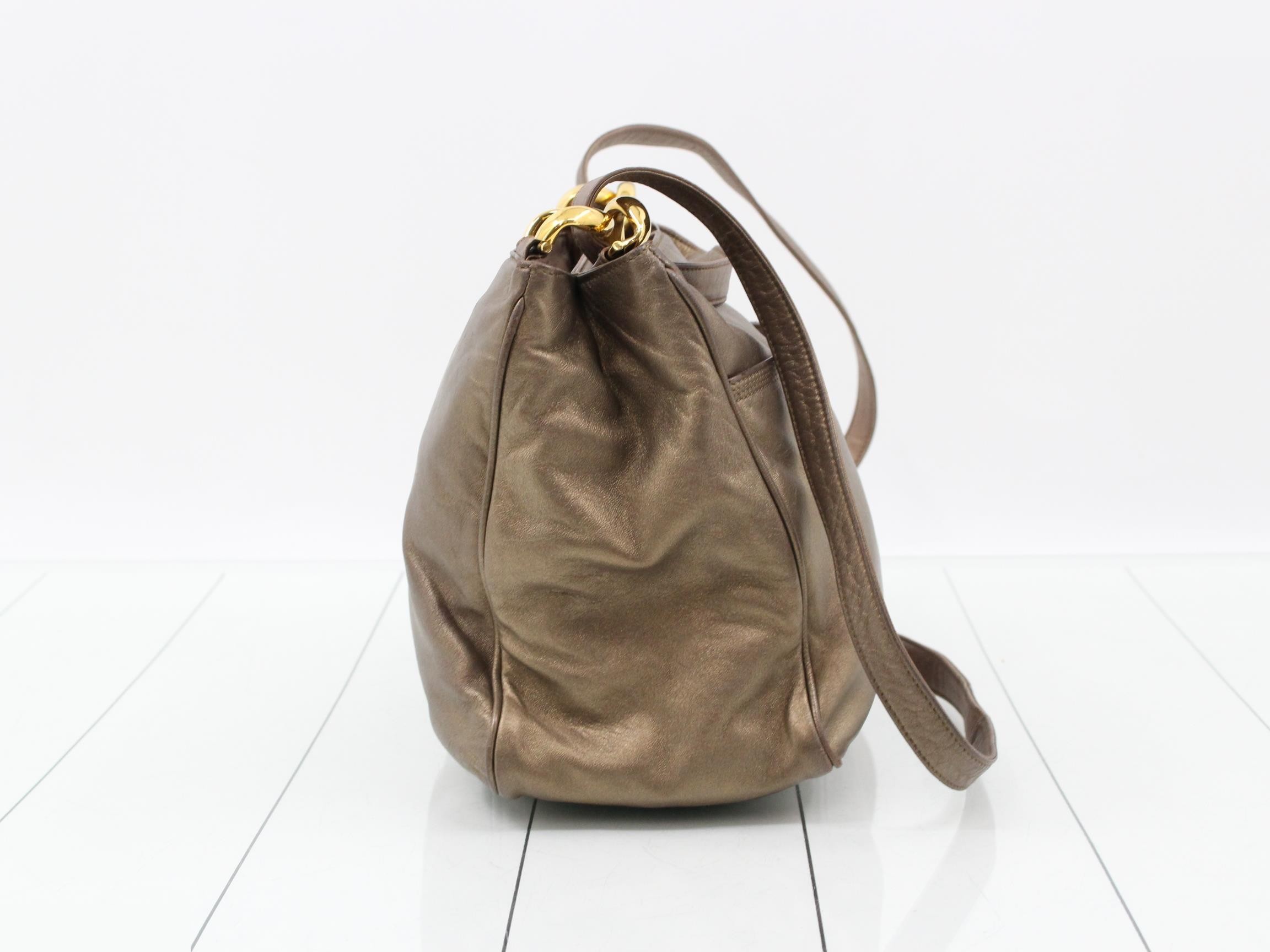 Anagram Shoulder Bag, Leather, Bronze — view 4