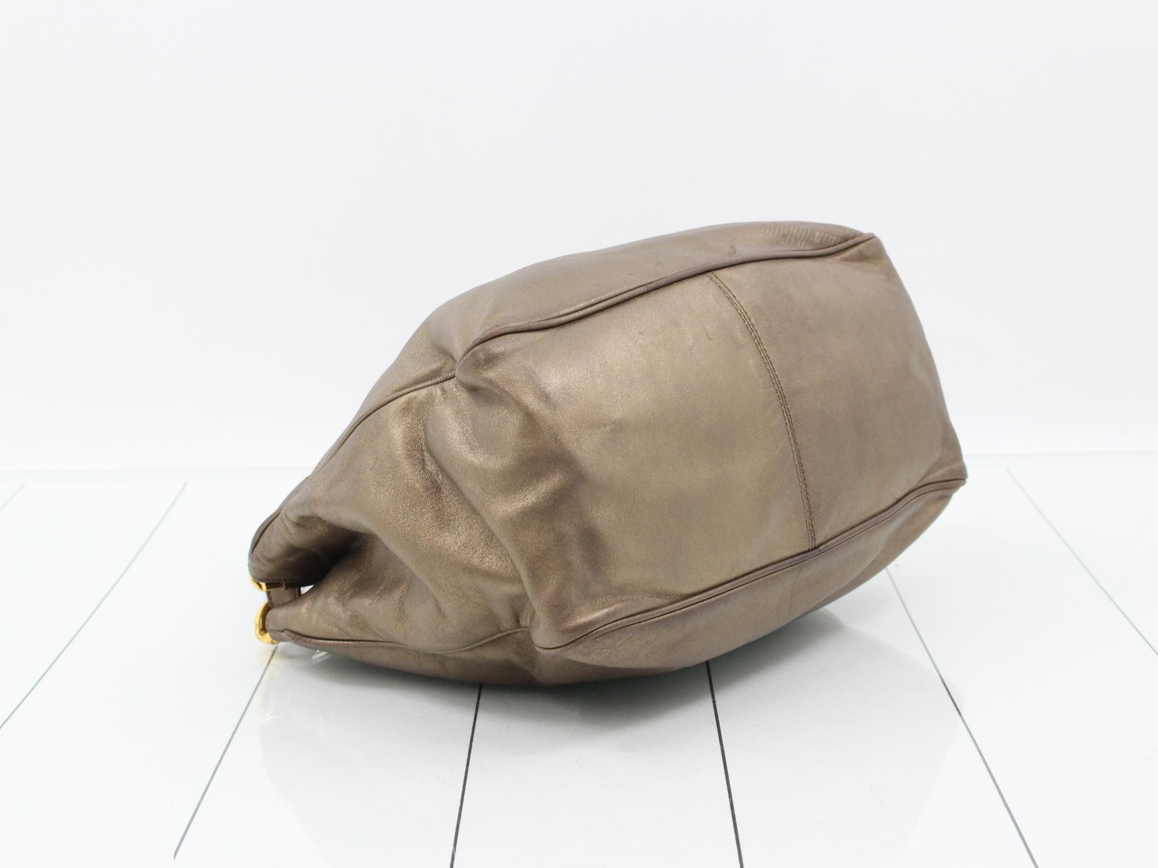 Anagram Shoulder Bag, Leather, Bronze — view 5