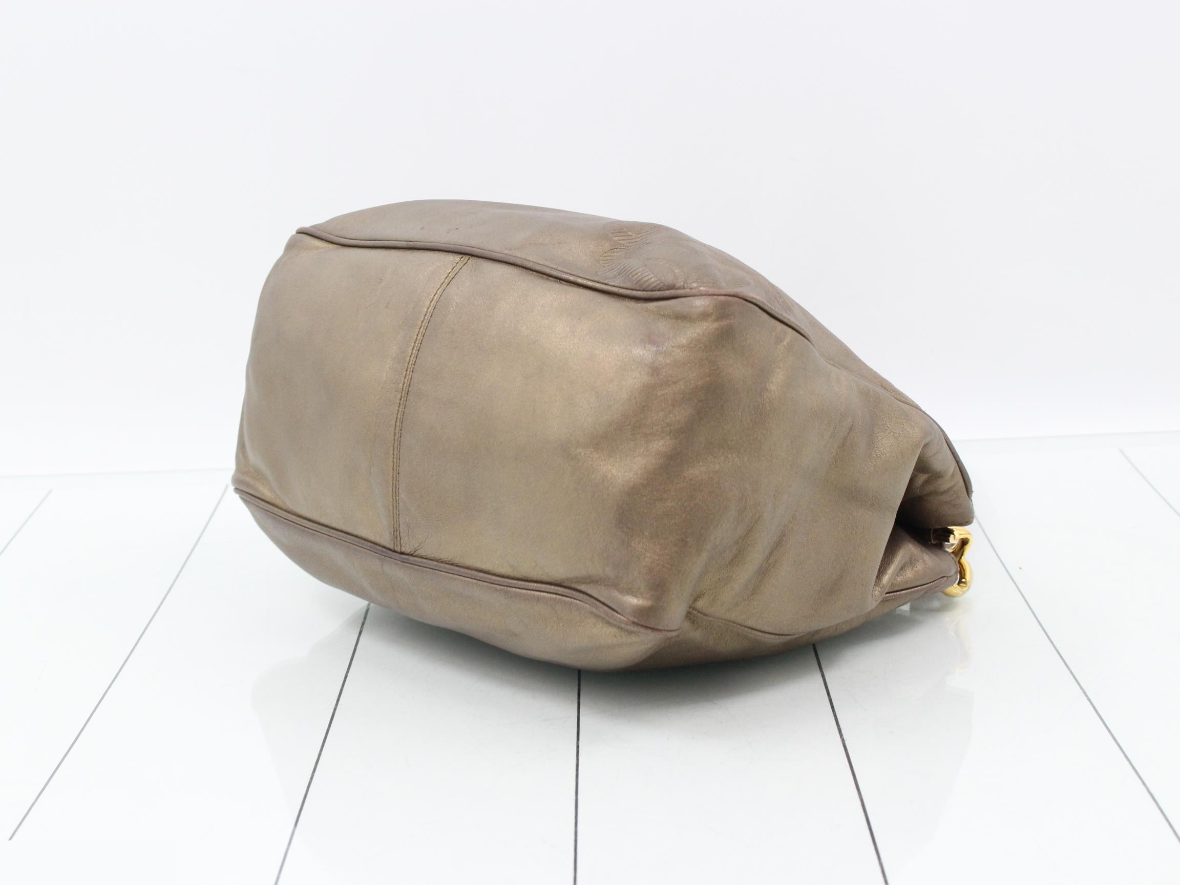Anagram Shoulder Bag, Leather, Bronze — view 6
