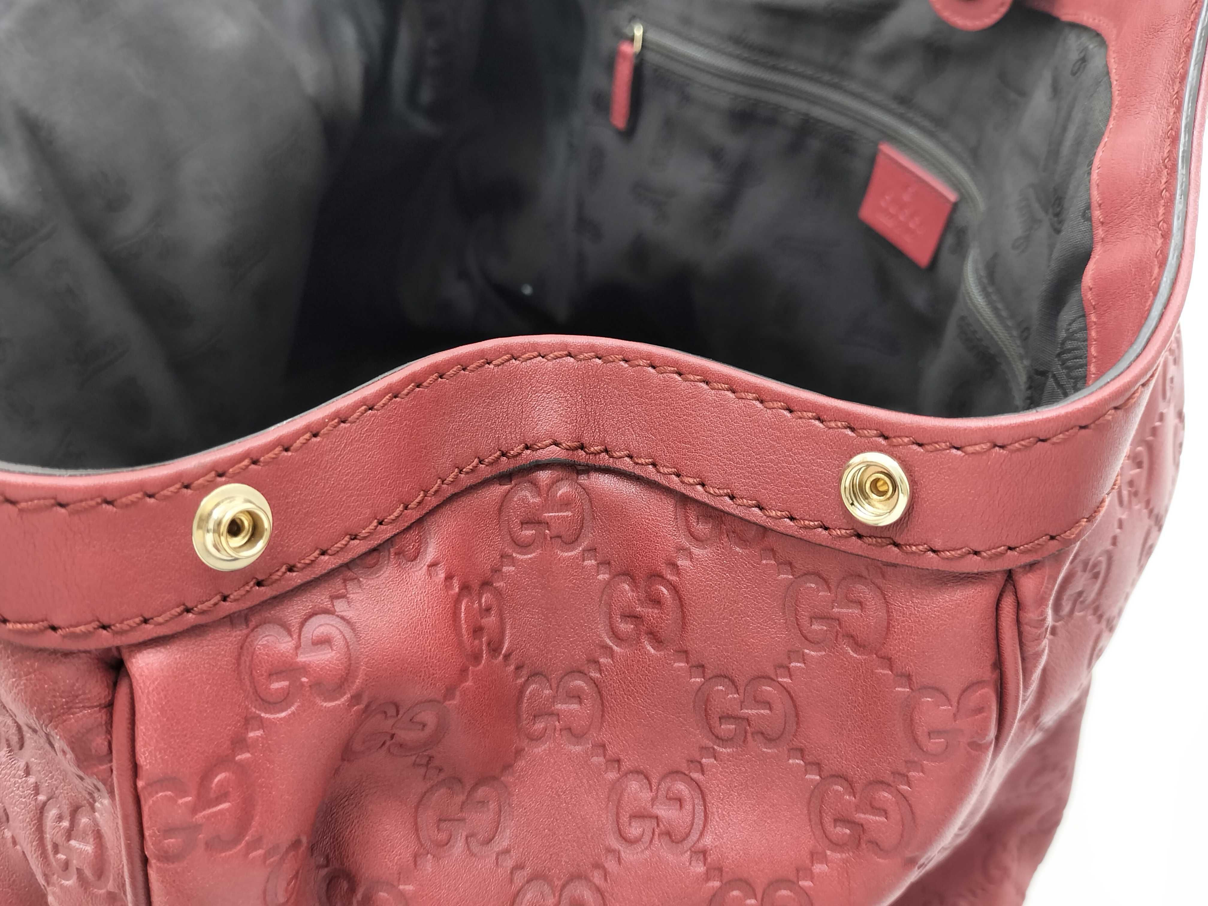 Guccissima Burgundy Leather Pumpkin Shoulder Bag Tote Bag — view 12
