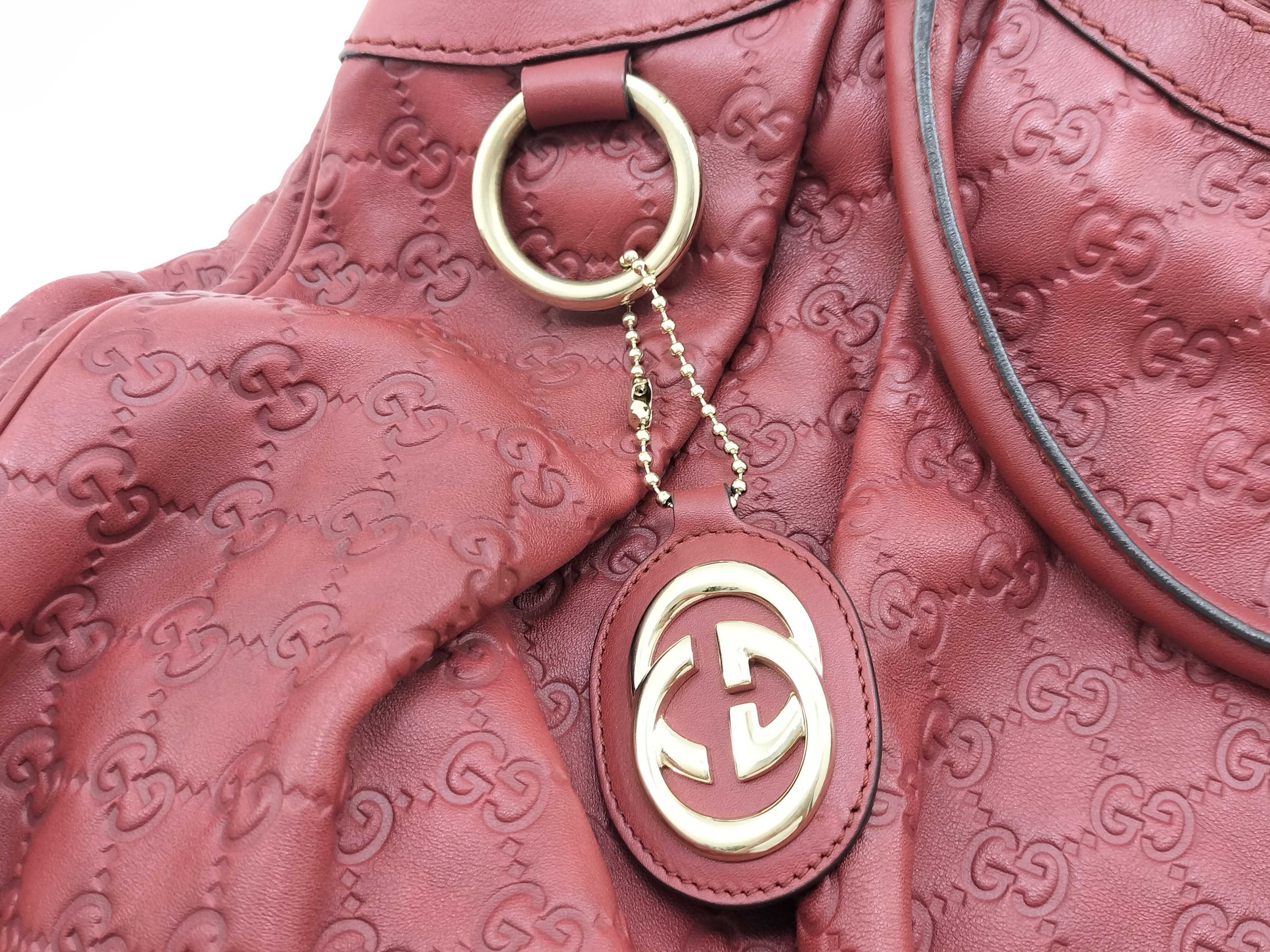 Guccissima Burgundy Leather Pumpkin Shoulder Bag Tote Bag — view 14