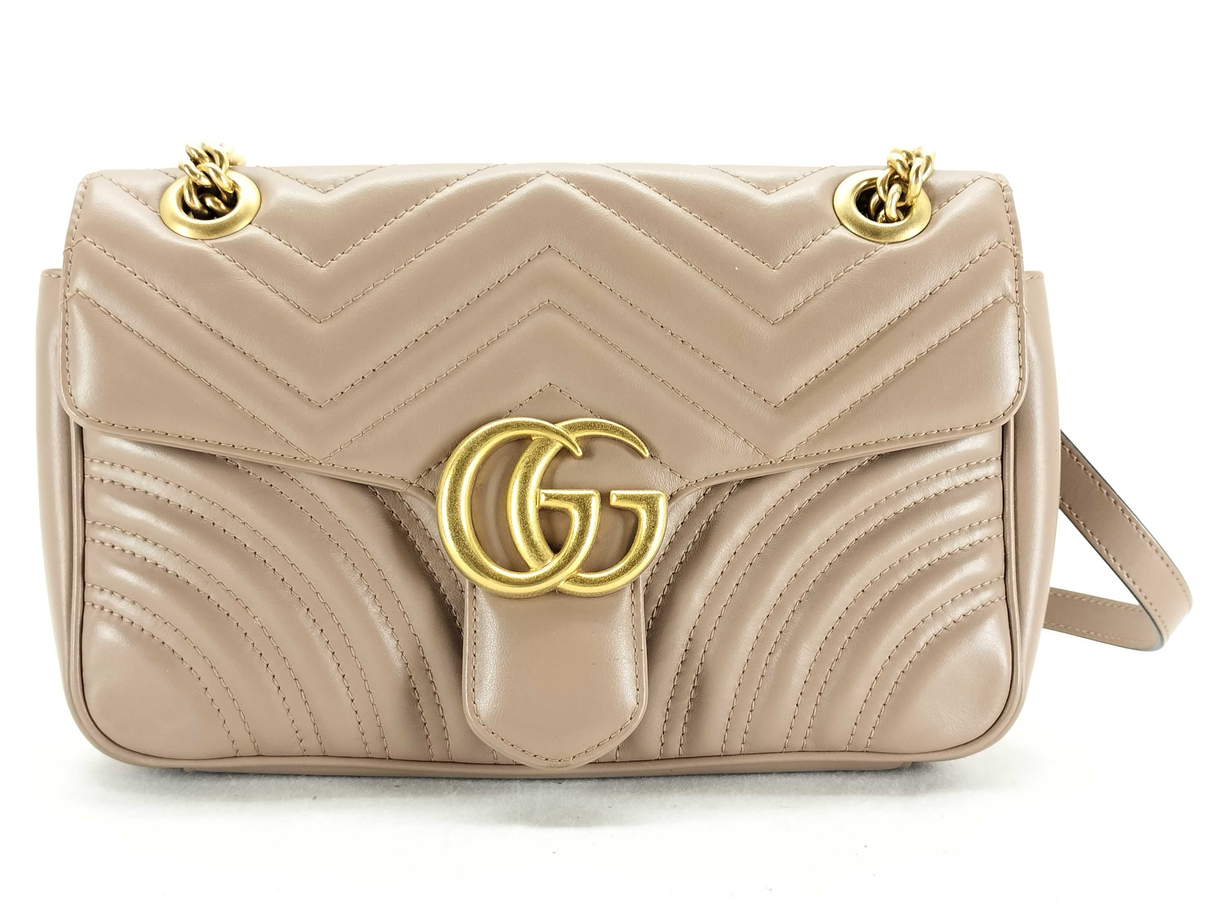SG-GG Marmont Leather Chain Shoulder Bag Beige 443497 Shoulder Bag