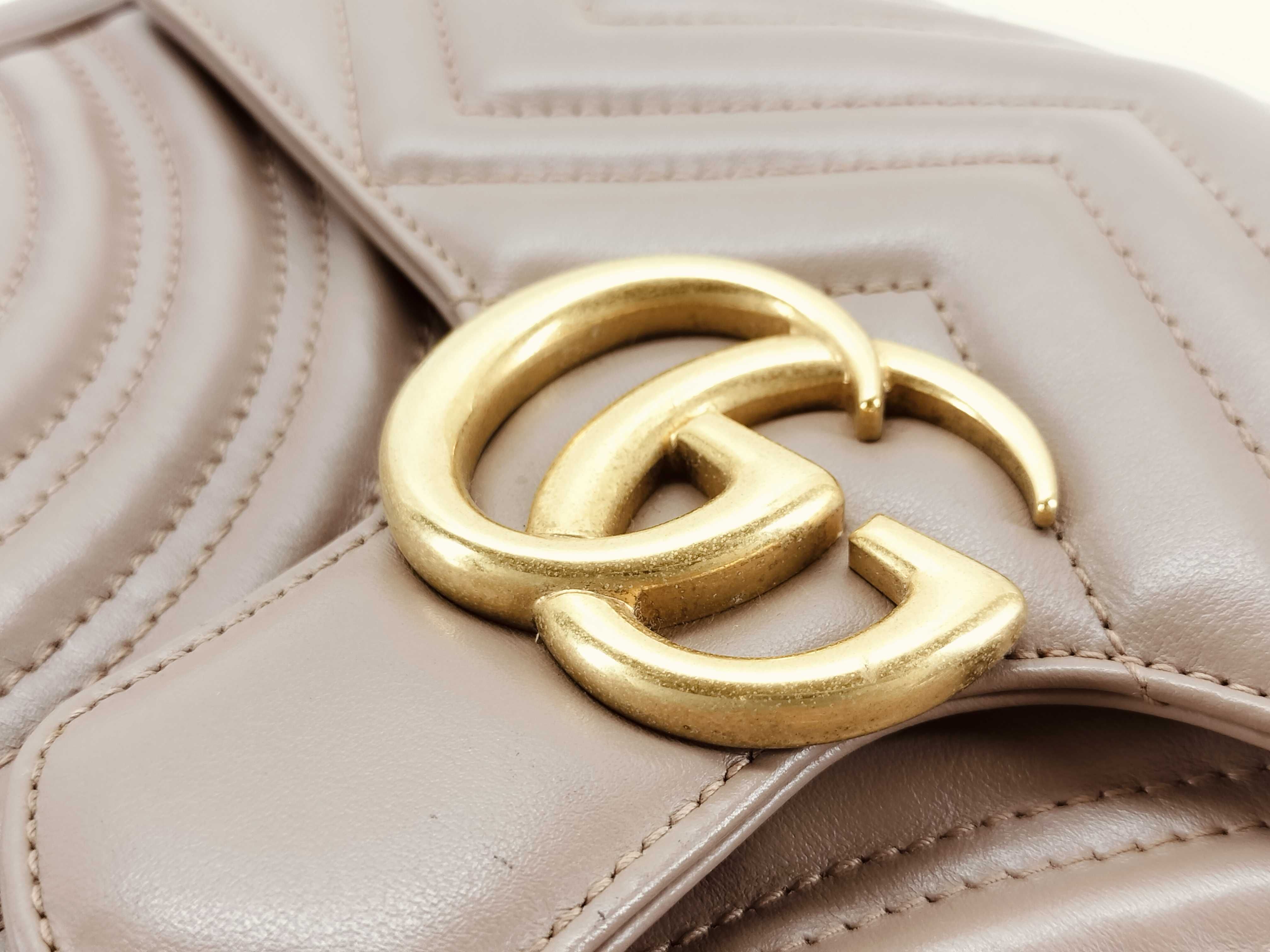 SG-GG Marmont Leather Chain Shoulder Bag Beige 443497 Shoulder Bag — view 14