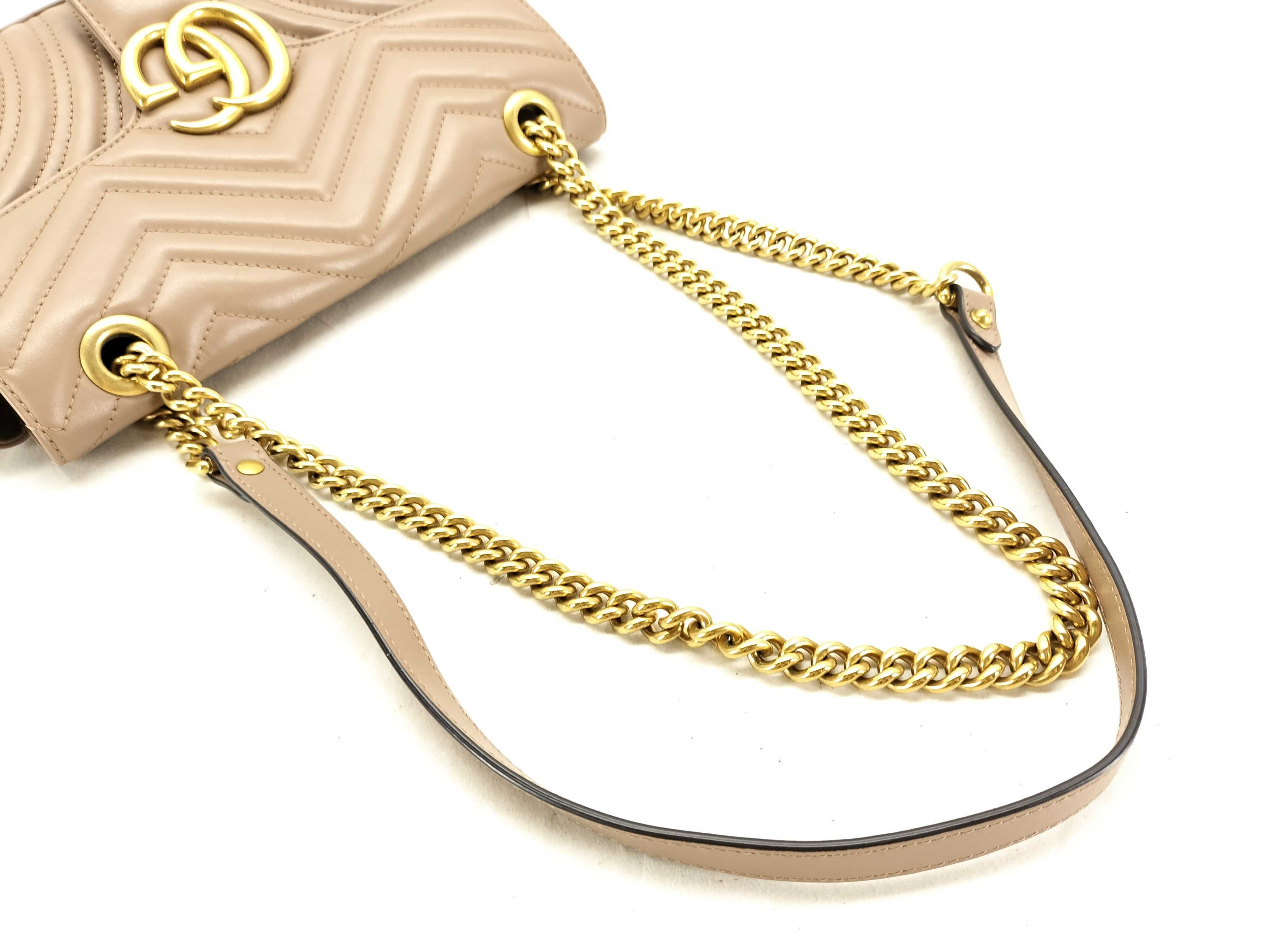 SG-GG Marmont Leather Chain Shoulder Bag Beige 443497 Shoulder Bag — view 3