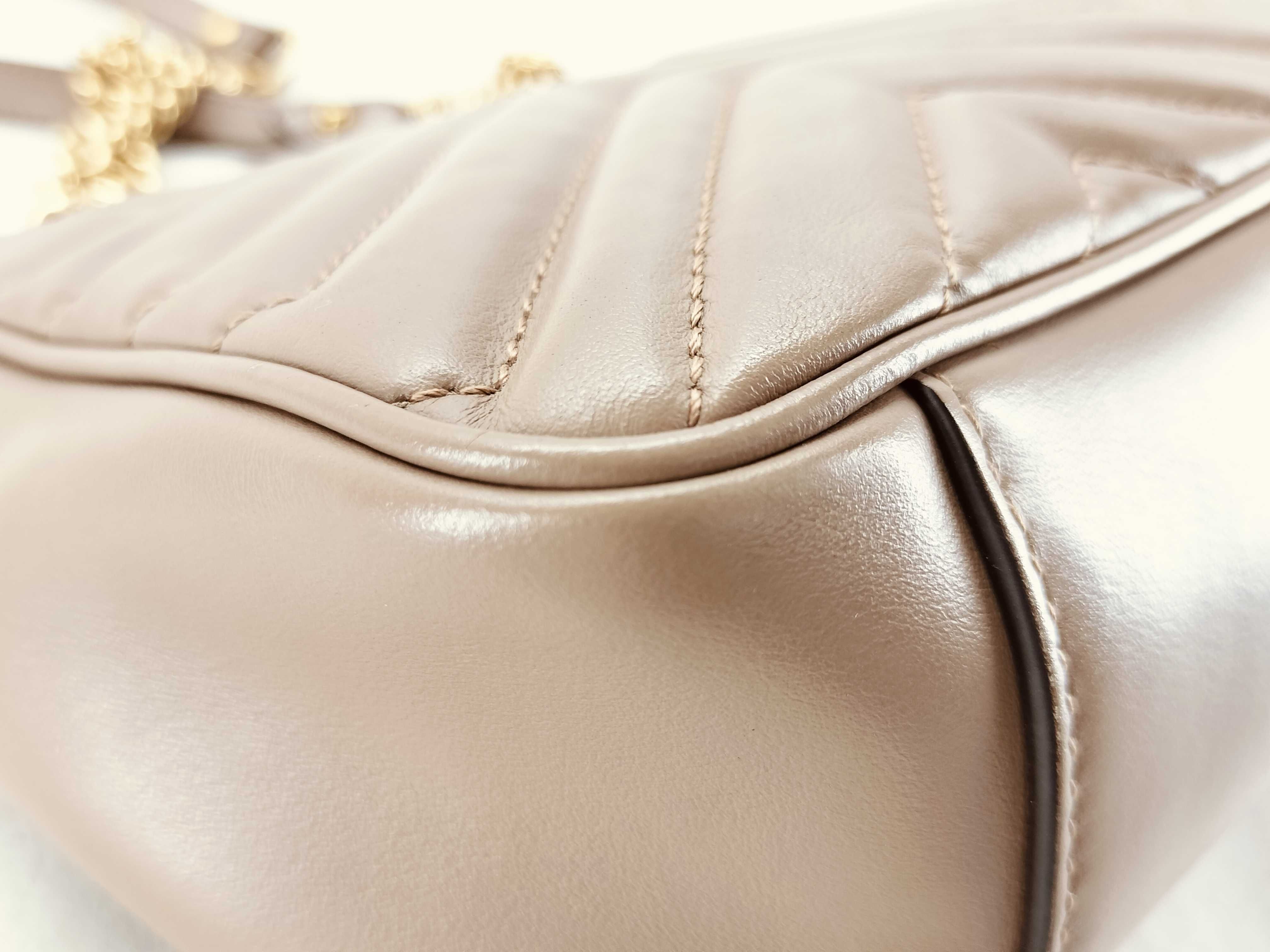 SG-GG Marmont Leather Chain Shoulder Bag Beige 443497 Shoulder Bag — view 6