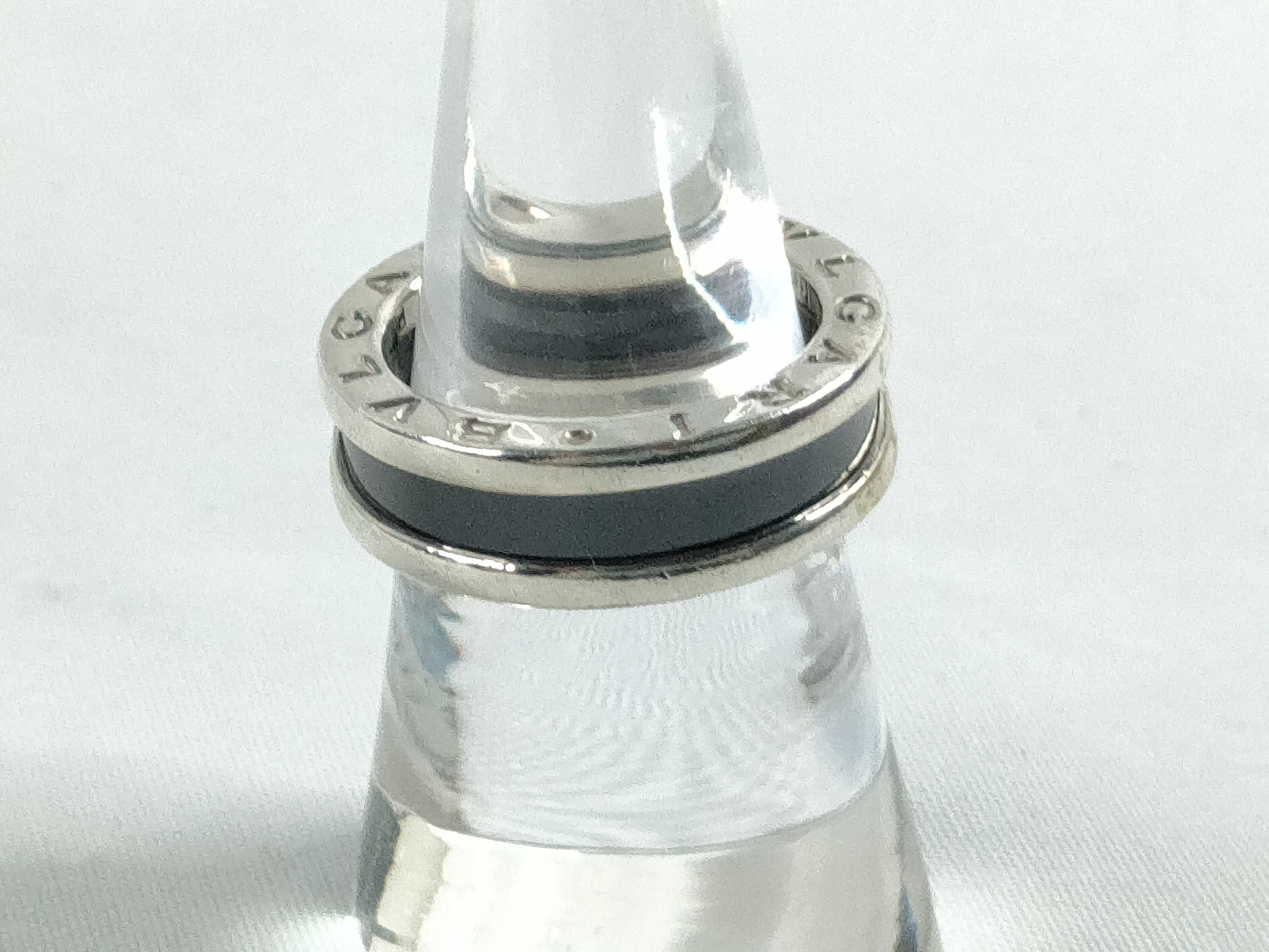 B Zero One Logo Black Silver 925 Ring — view 4