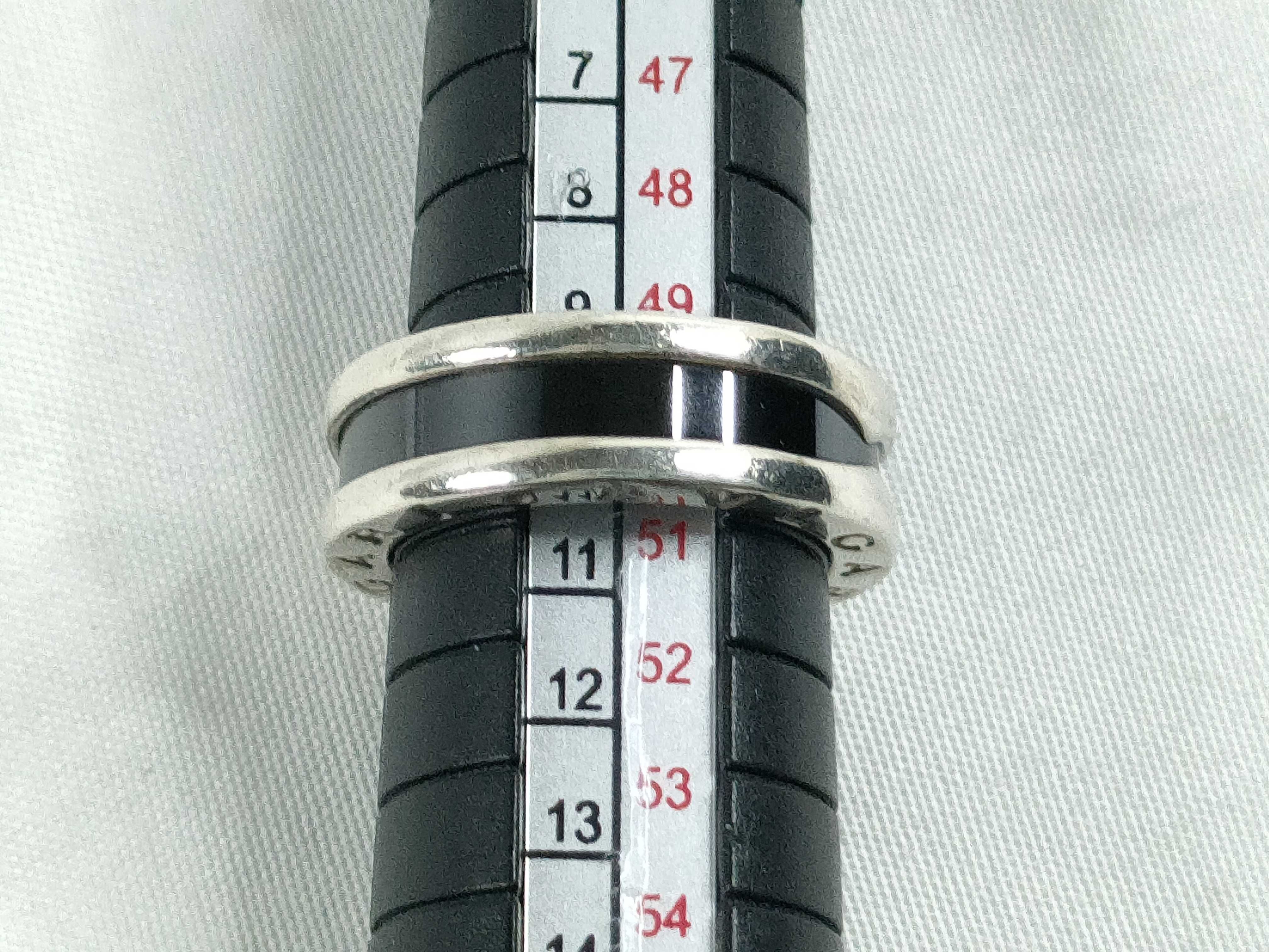 B Zero One Logo Black Silver 925 Ring — view 9