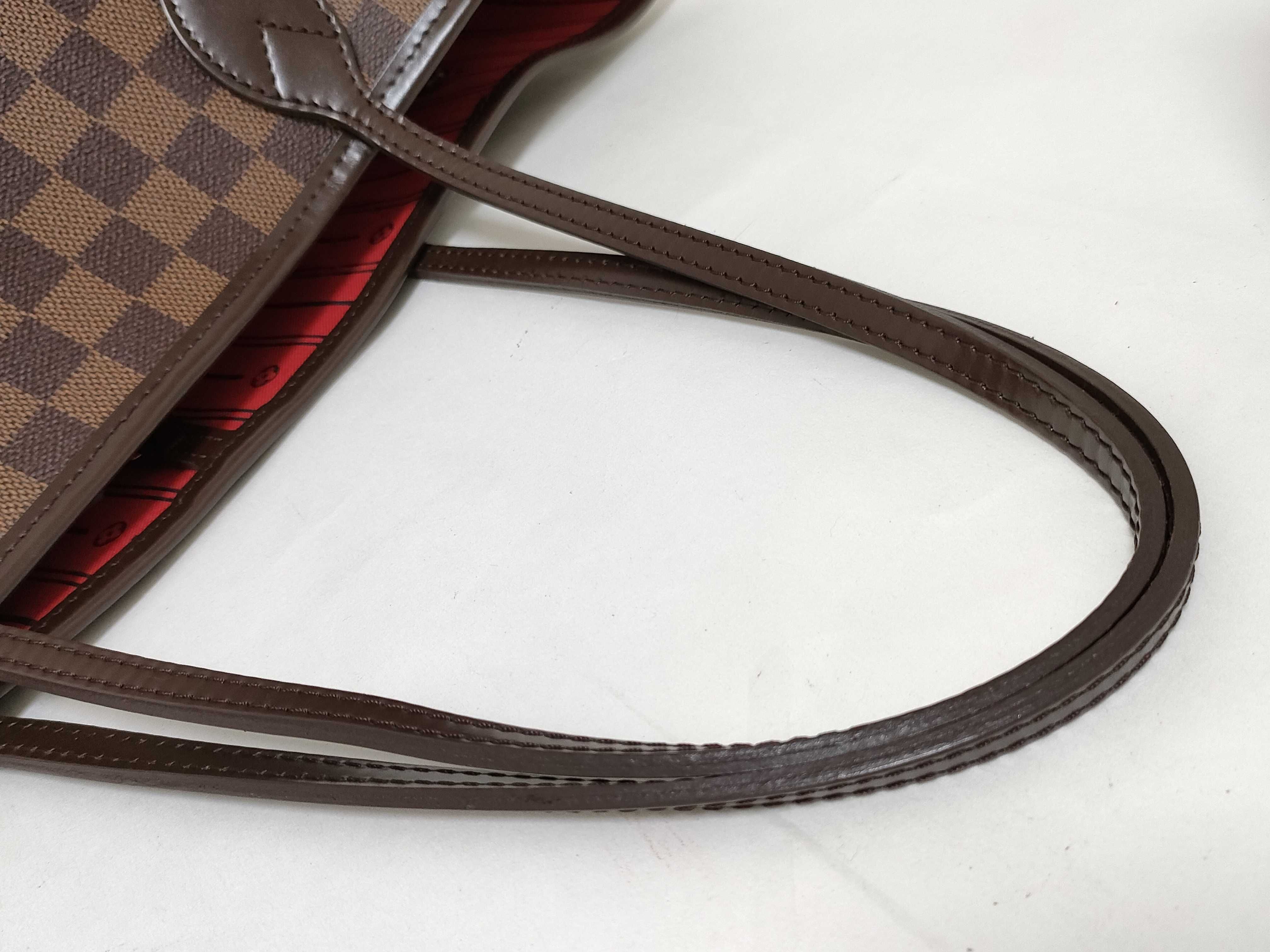 Damier Dark Brown Checkered Neverfull Tote Bag — view 3