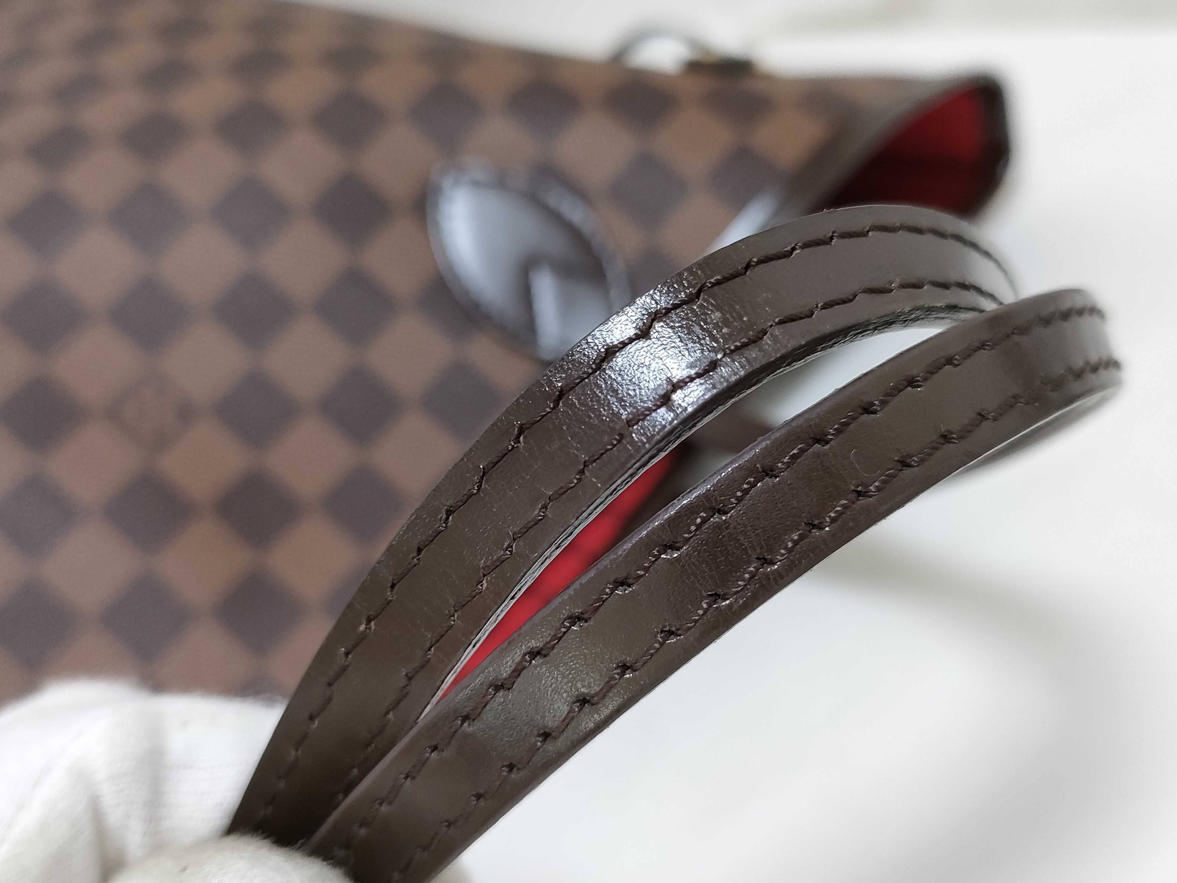 Damier Dark Brown Checkered Neverfull Tote Bag — view 4