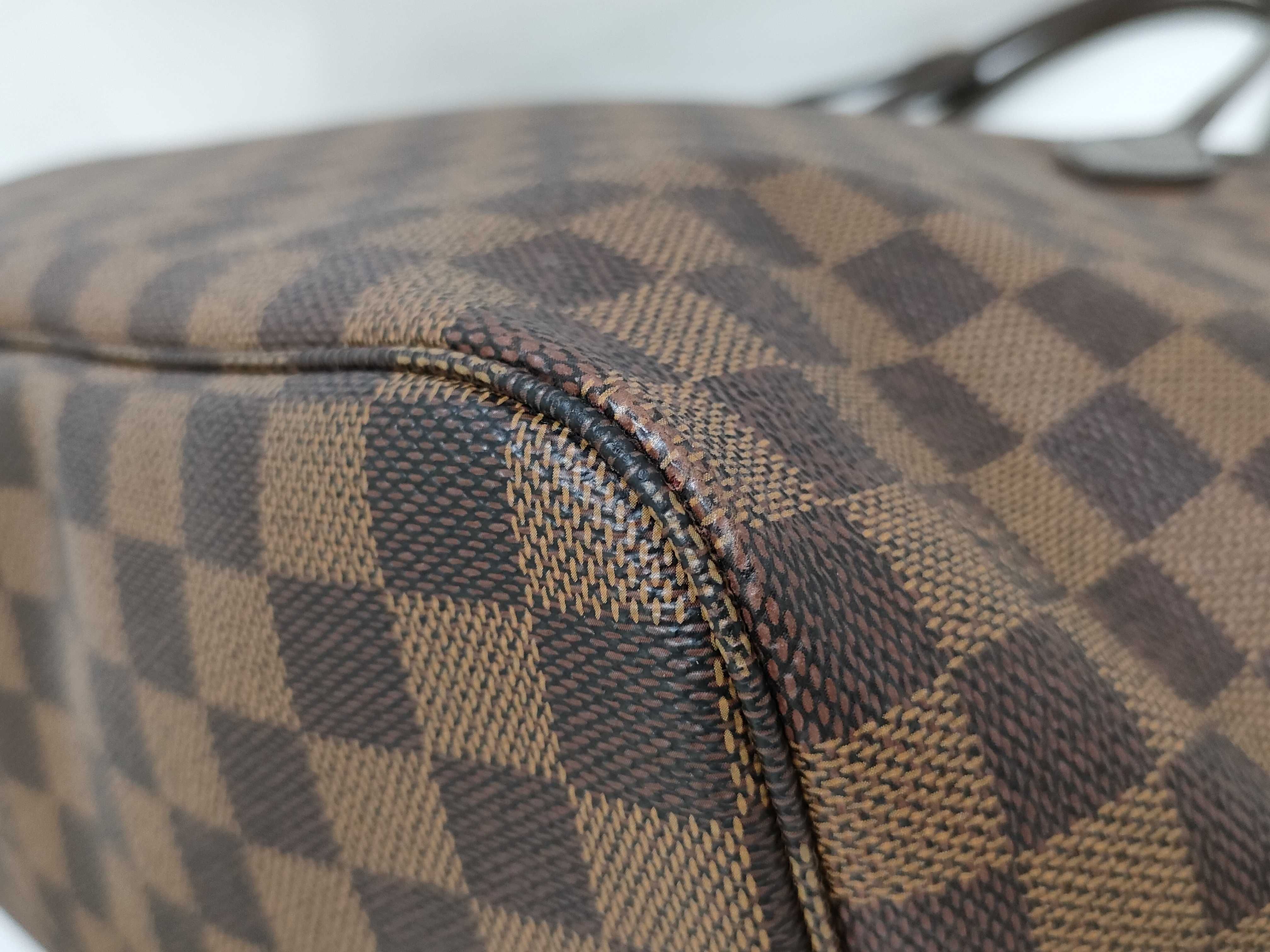 Damier Dark Brown Checkered Neverfull Tote Bag — view 6
