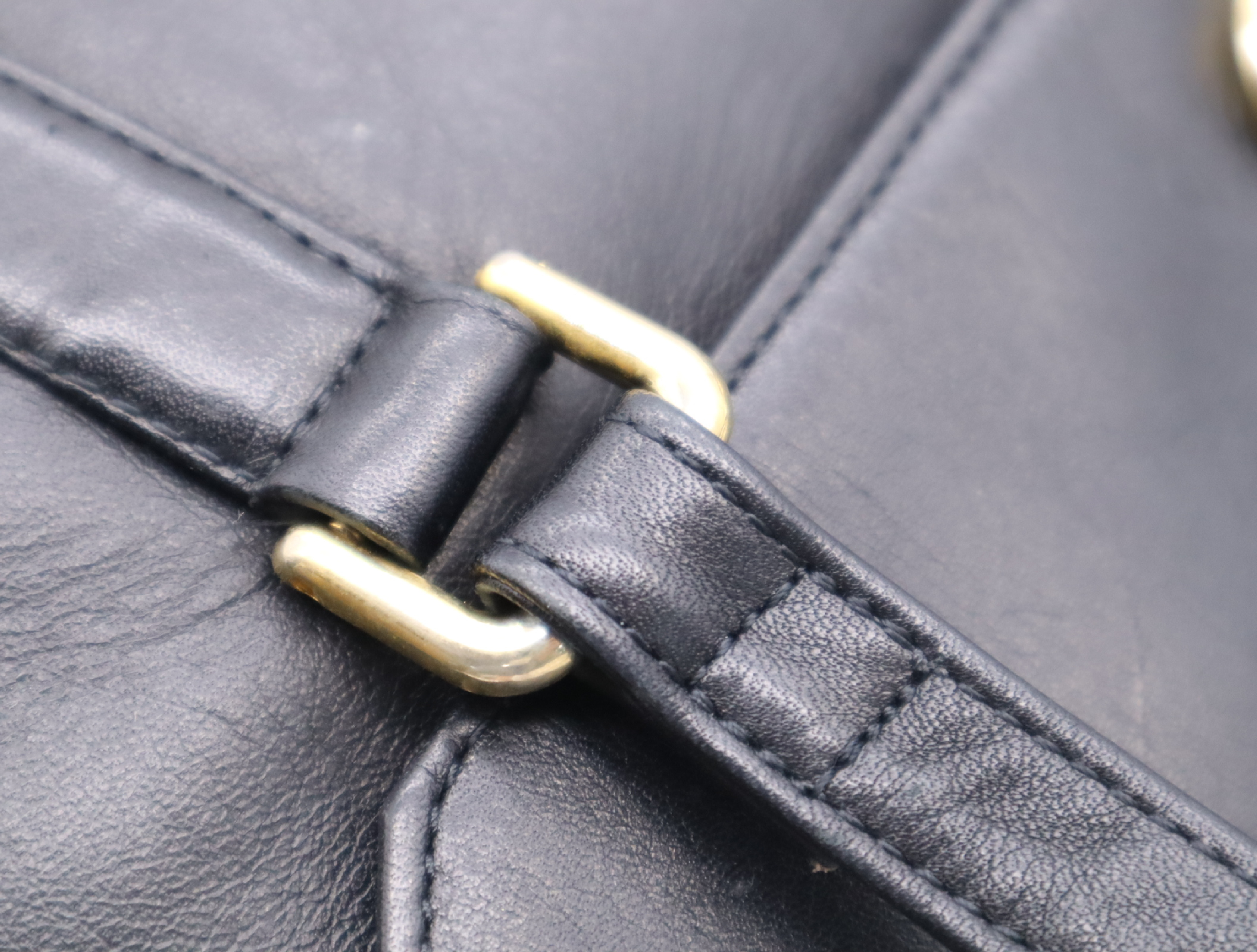 Leather Logo Shoulder Bag, Black with Gold Hardware — view 9