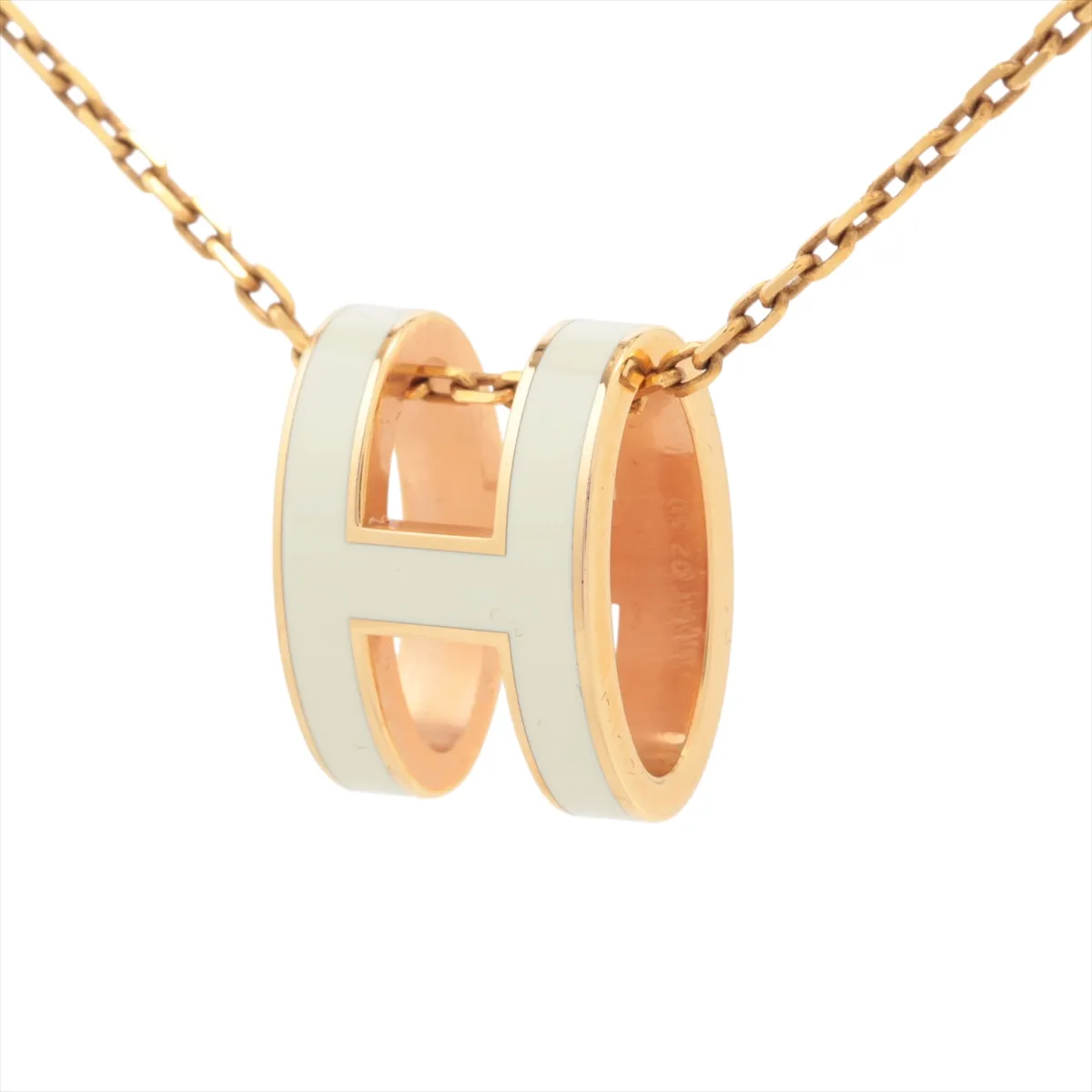 Pop H ST0250 Necklace, GP White x Black. Shows signs of wear including