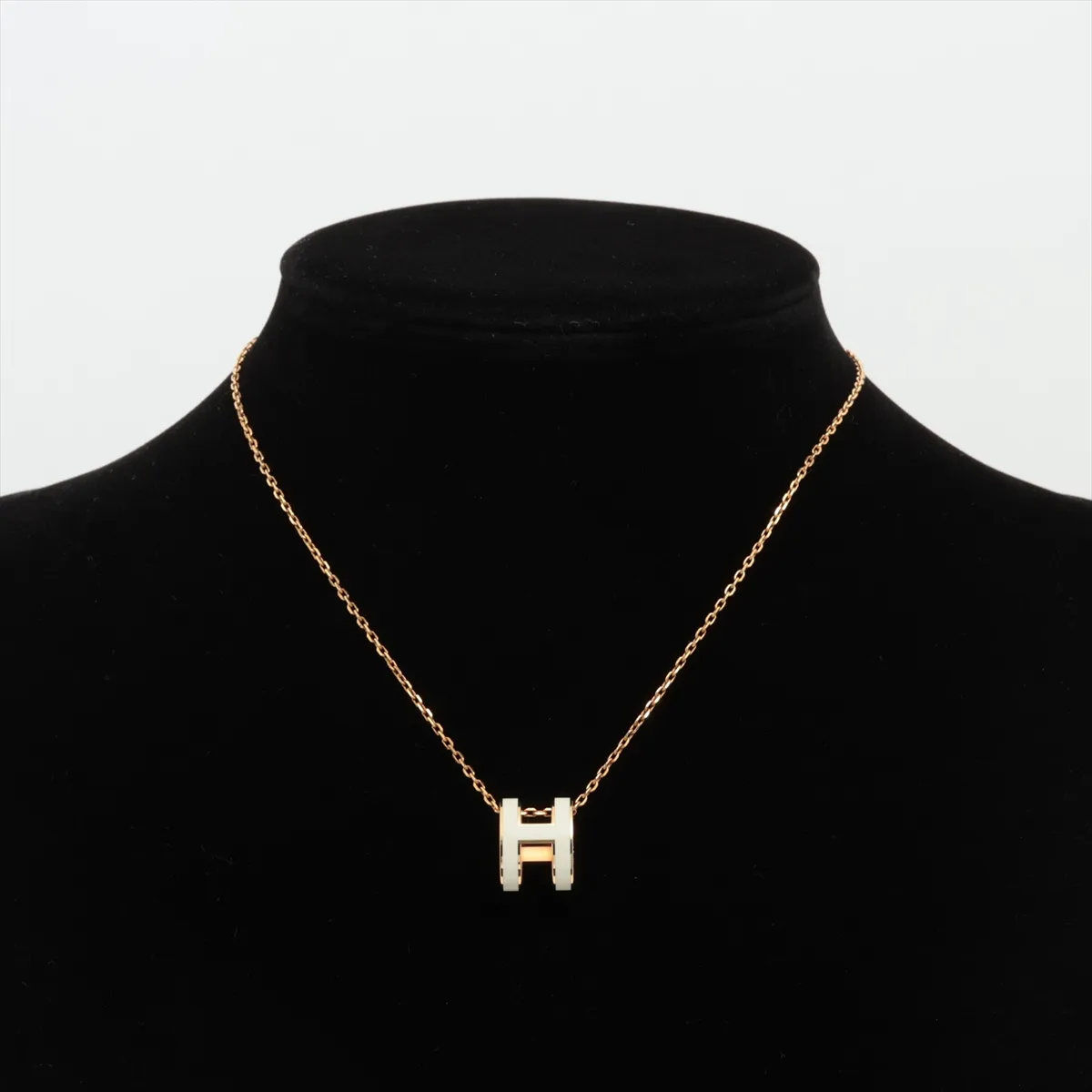 Pop H ST0250 Necklace, GP White x Black. Shows signs of wear including — view 5