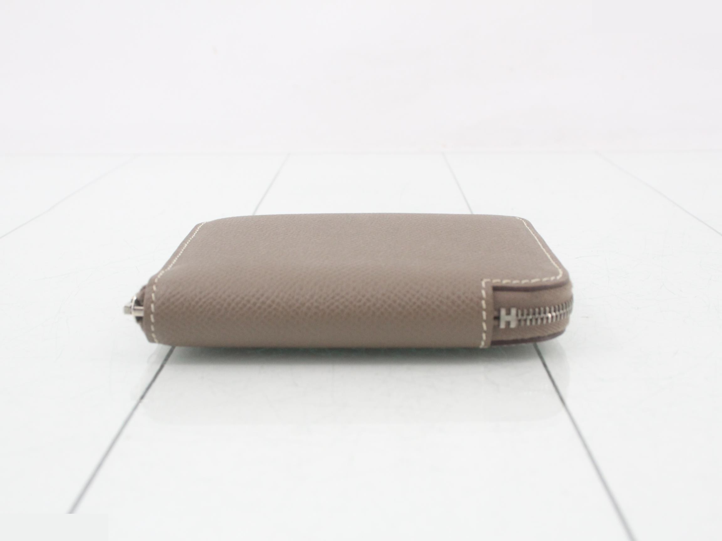 Azap Compact Silk In Veau Epsom Etoupe Mini Wallet (D Stamp) — view 3