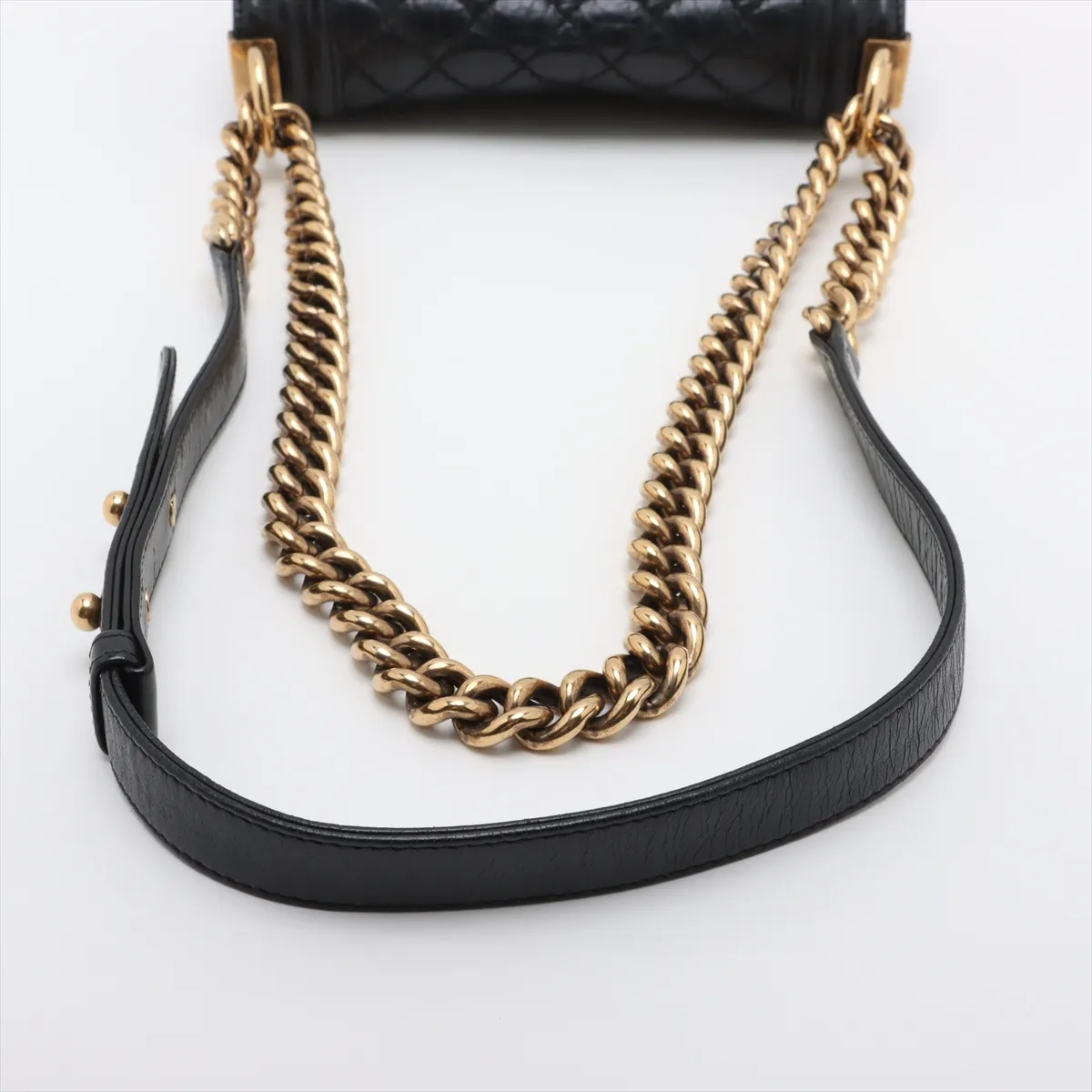 Boy Chanel 20 Small Vintage Calf Chain Shoulder Bag Black Gold Hardware 17740974 17th Series A67085 — view 5