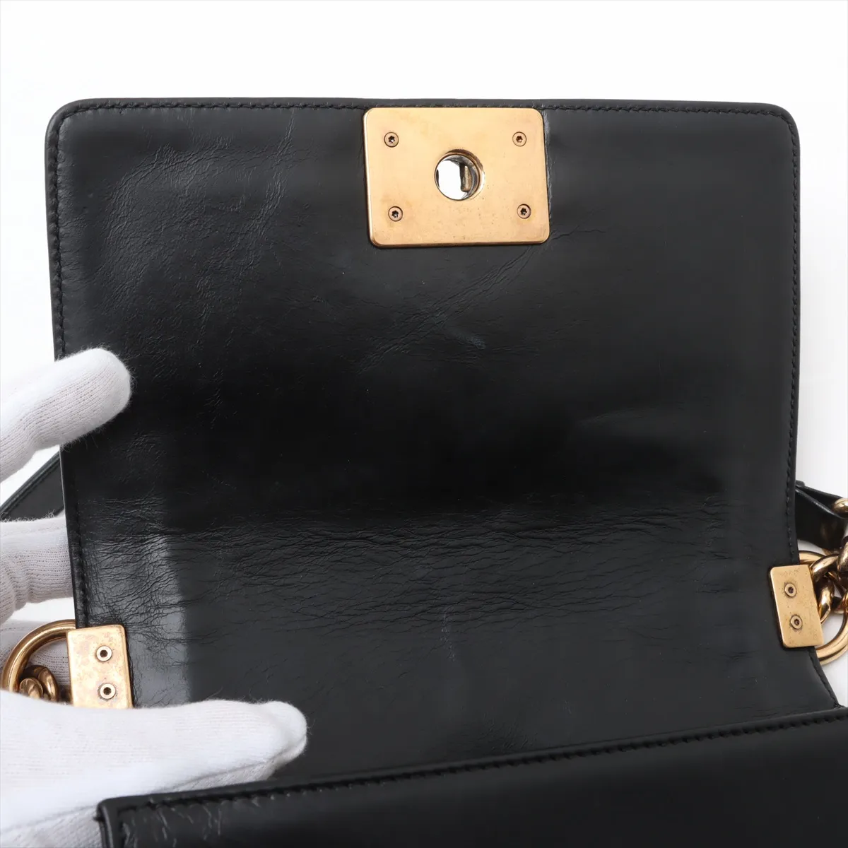Boy Chanel 20 Small Vintage Calf Chain Shoulder Bag Black Gold Hardware 17740974 17th Series A67085 — view 10