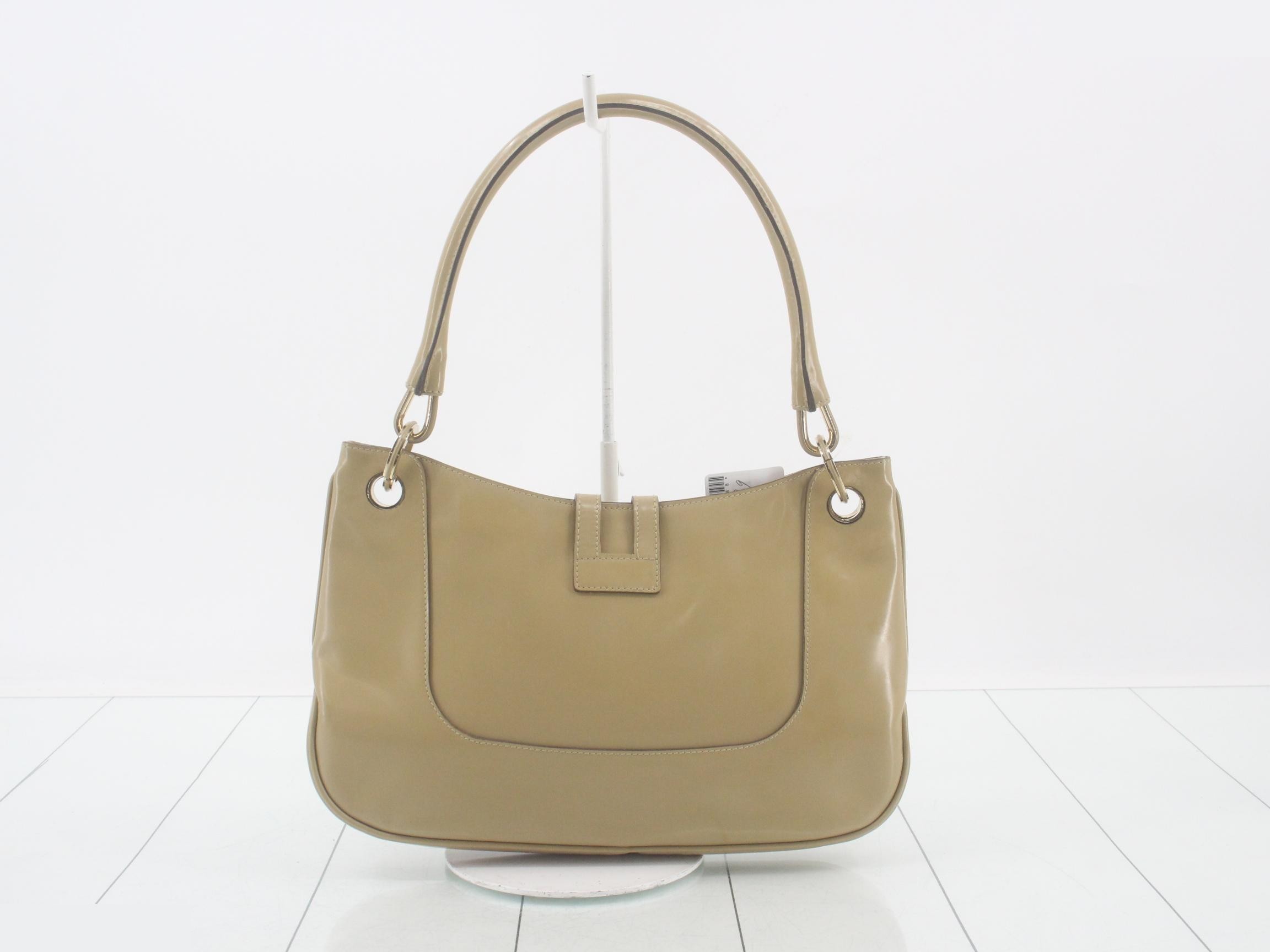 One-shoulder bag, calf leather, beige — view 2