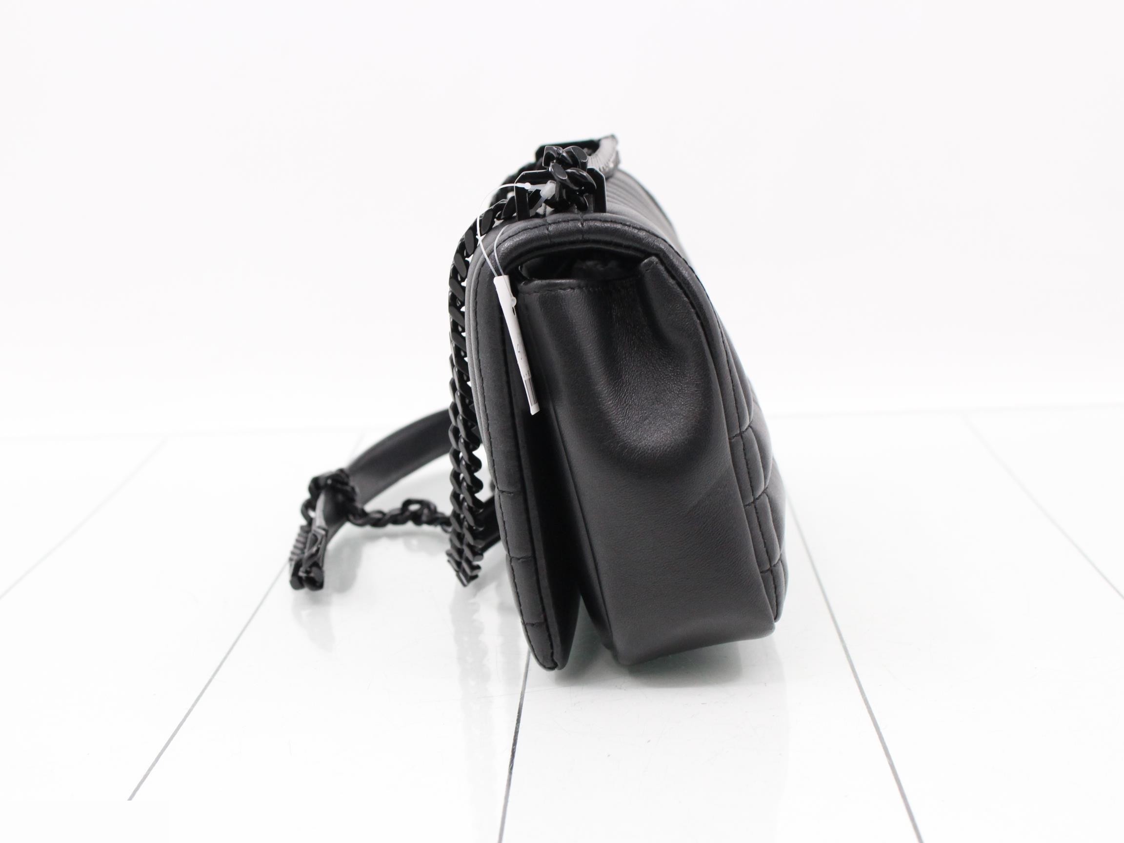 Laura Leather TB Logo Quilted Chain Shoulder Bag — view 3