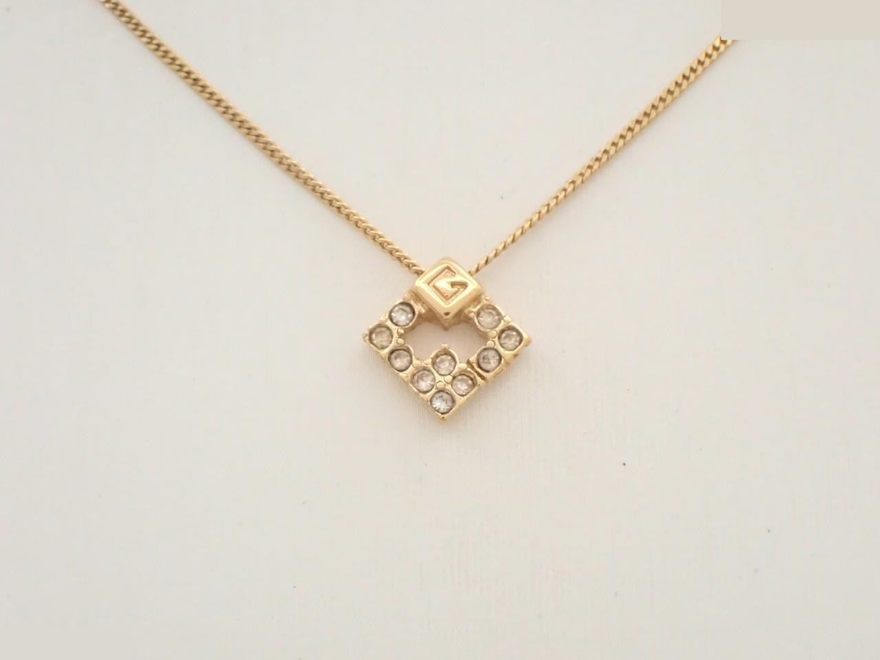 Open Square Rhinestone Gold Necklace