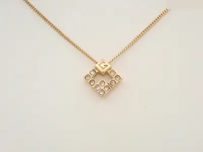 Open Square Rhinestone Gold Necklace