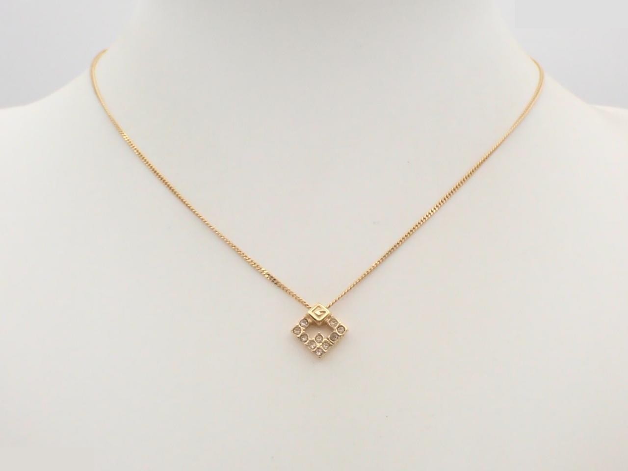 Open Square Rhinestone Gold Necklace — view 3