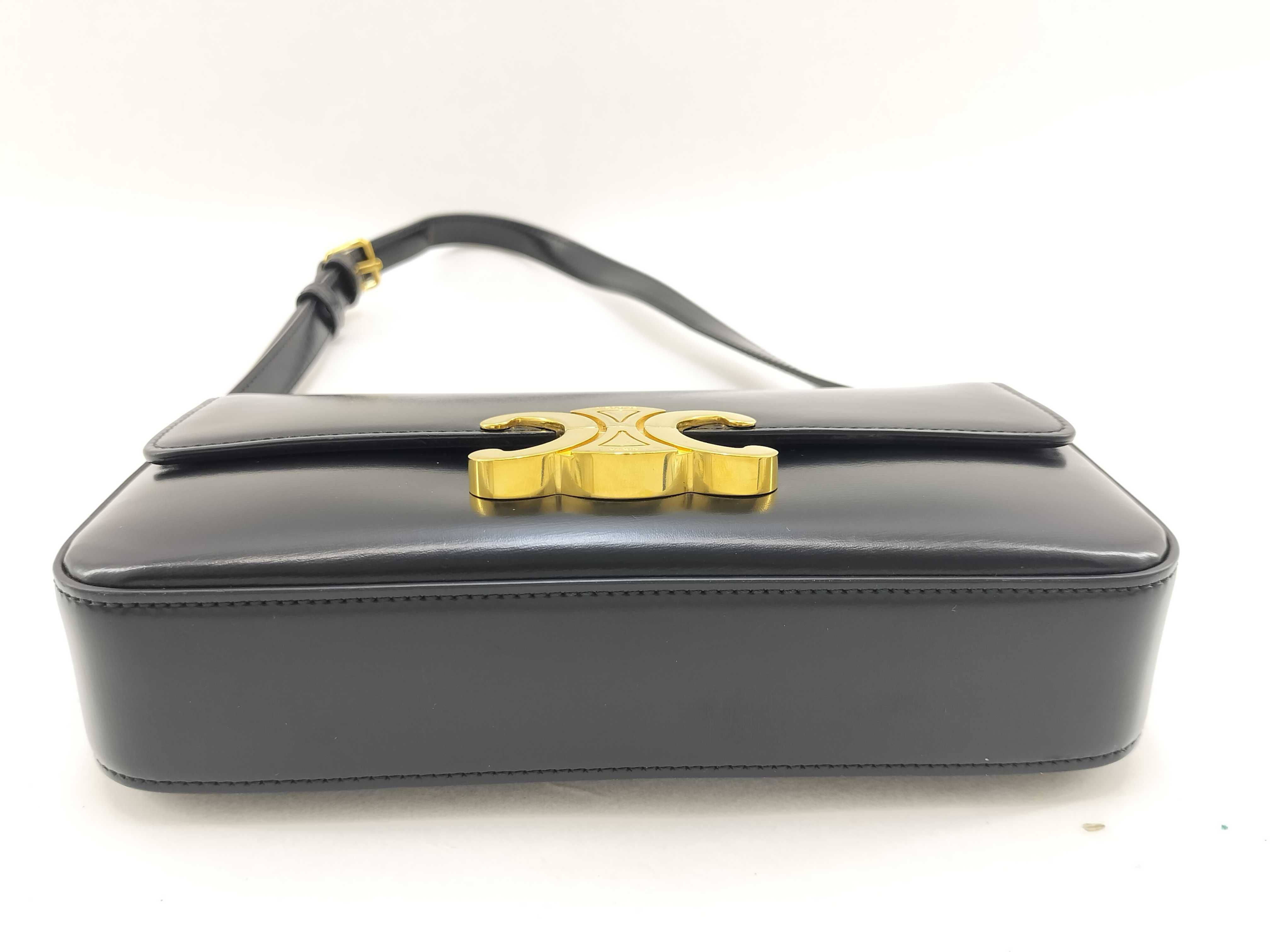 Triomphe Shiny Calf Shoulder Bag — view 3