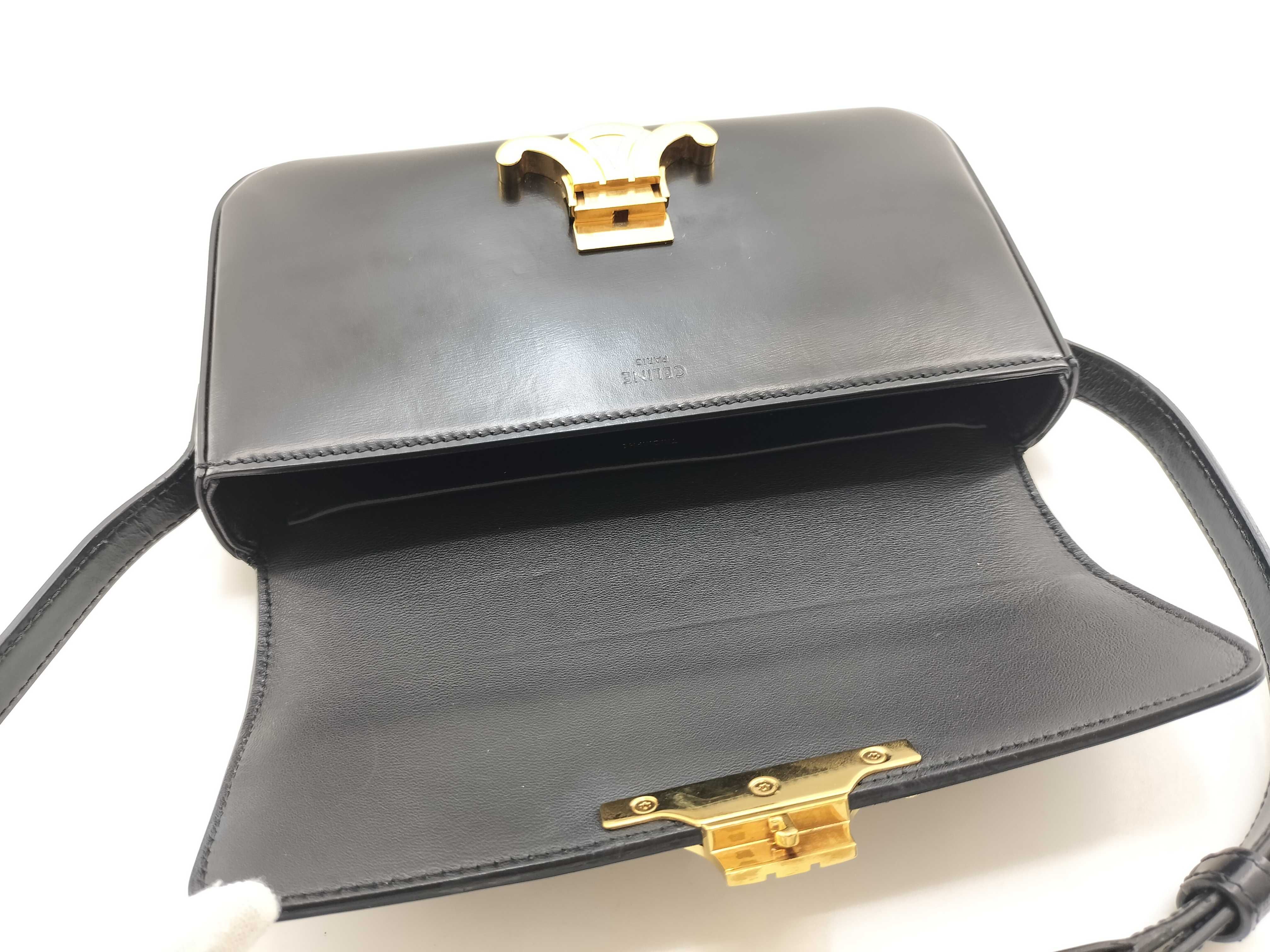 Triomphe Shiny Calf Shoulder Bag — view 9