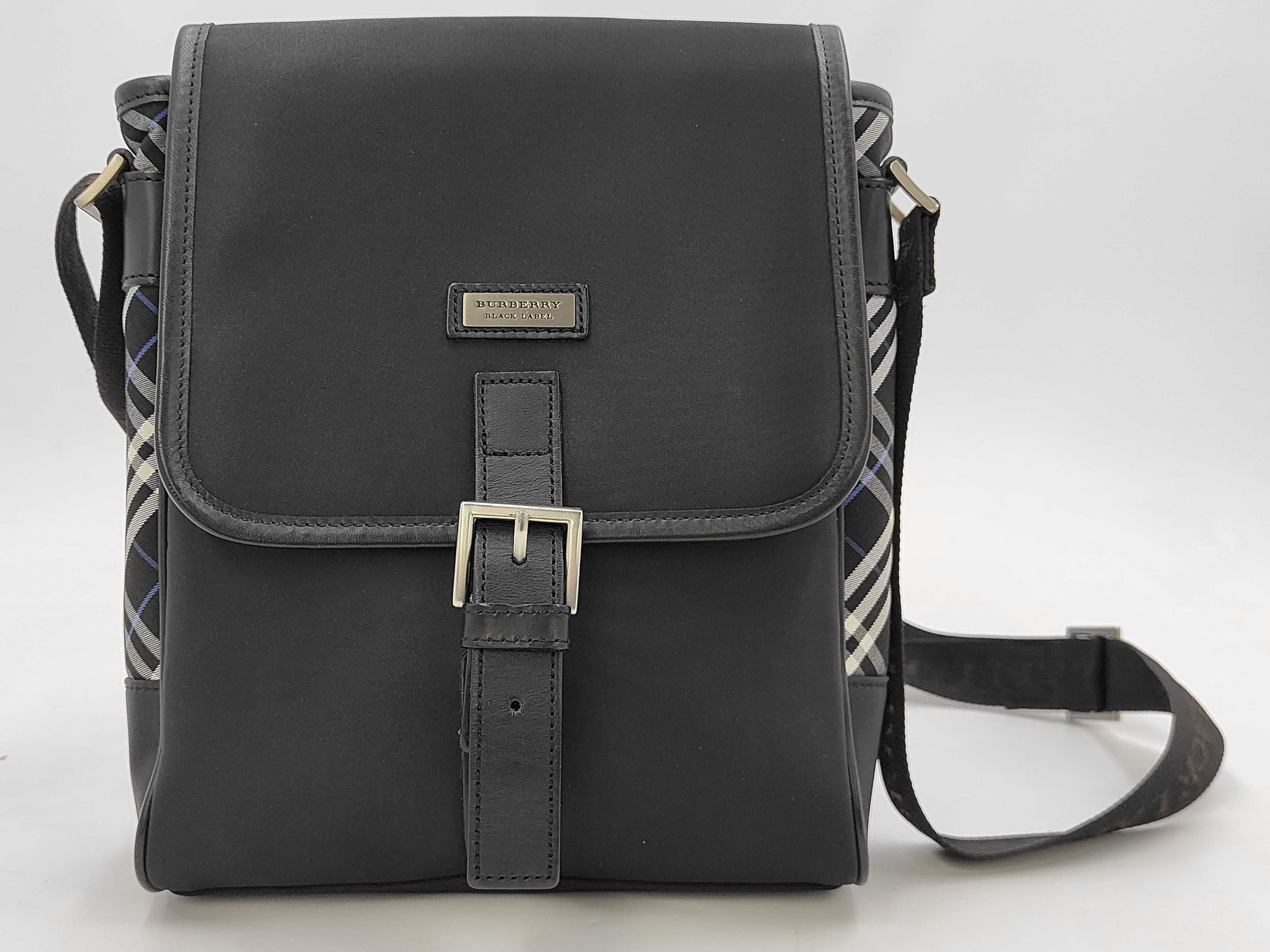 Shoulder Bag, Nylon, Black Checkered Shoulder Bag