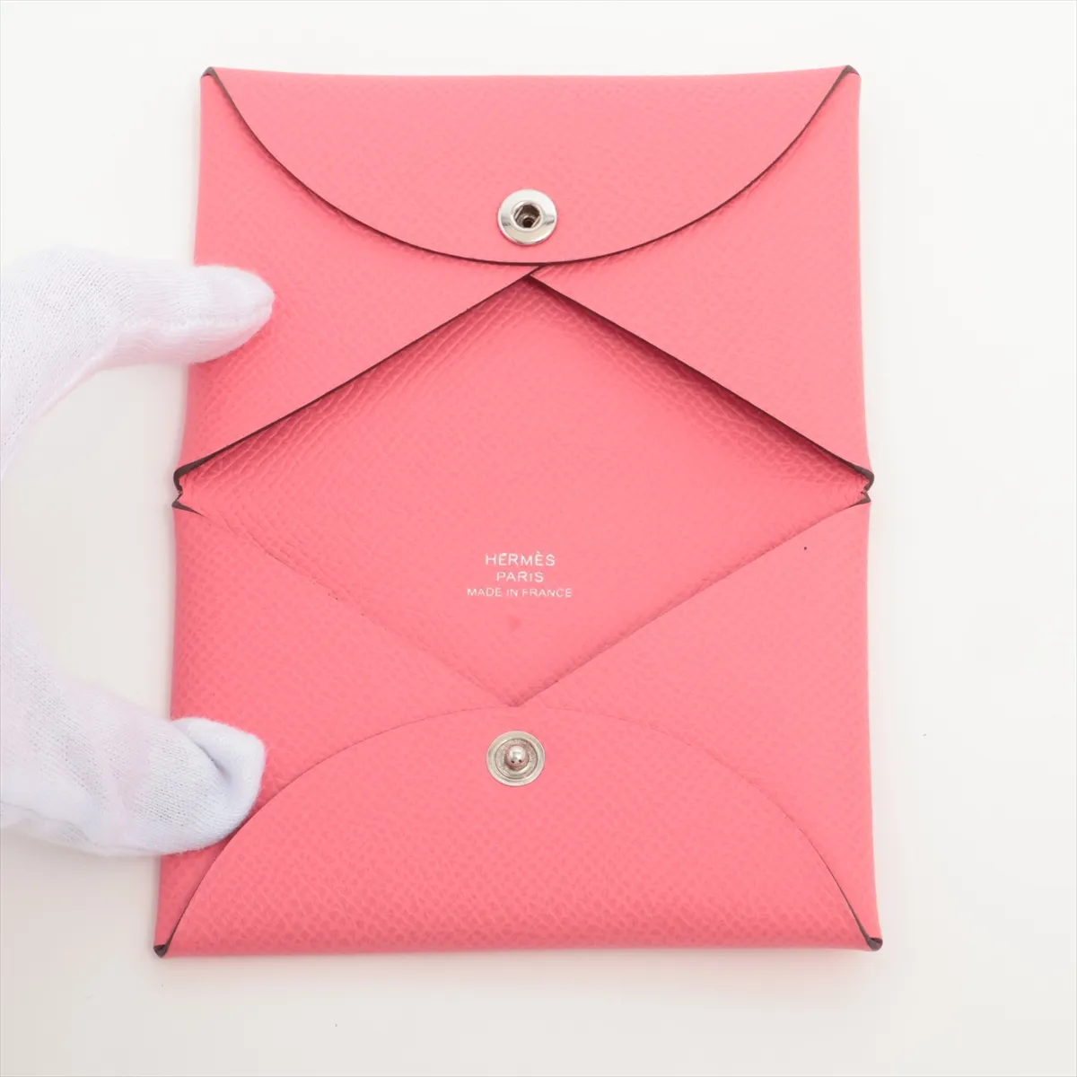 Calvi Veau Epsom Card Case, Pink, Silver Hardware, K: 2025 — view 3
