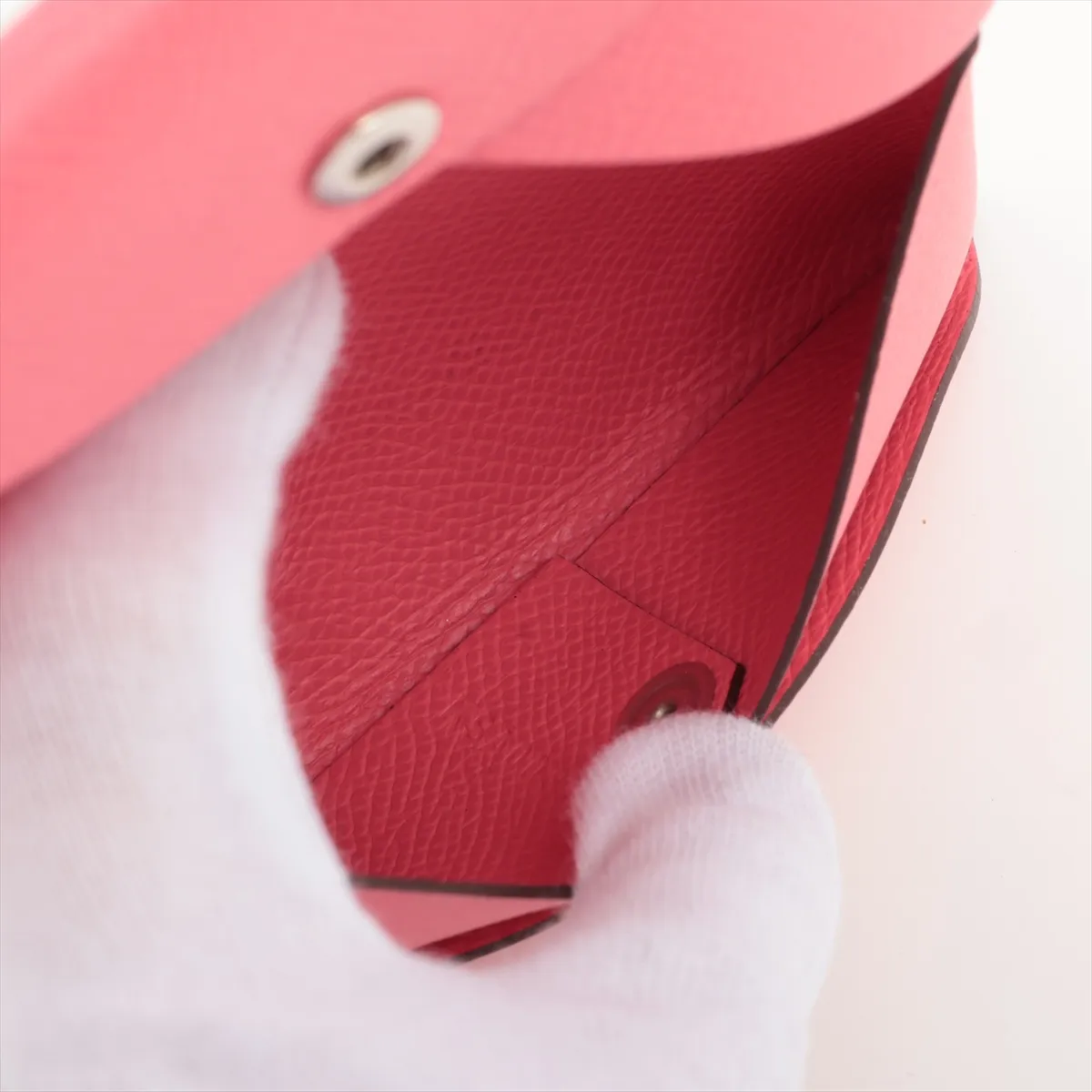 Calvi Veau Epsom Card Case, Pink, Silver Hardware, K: 2025 — view 4